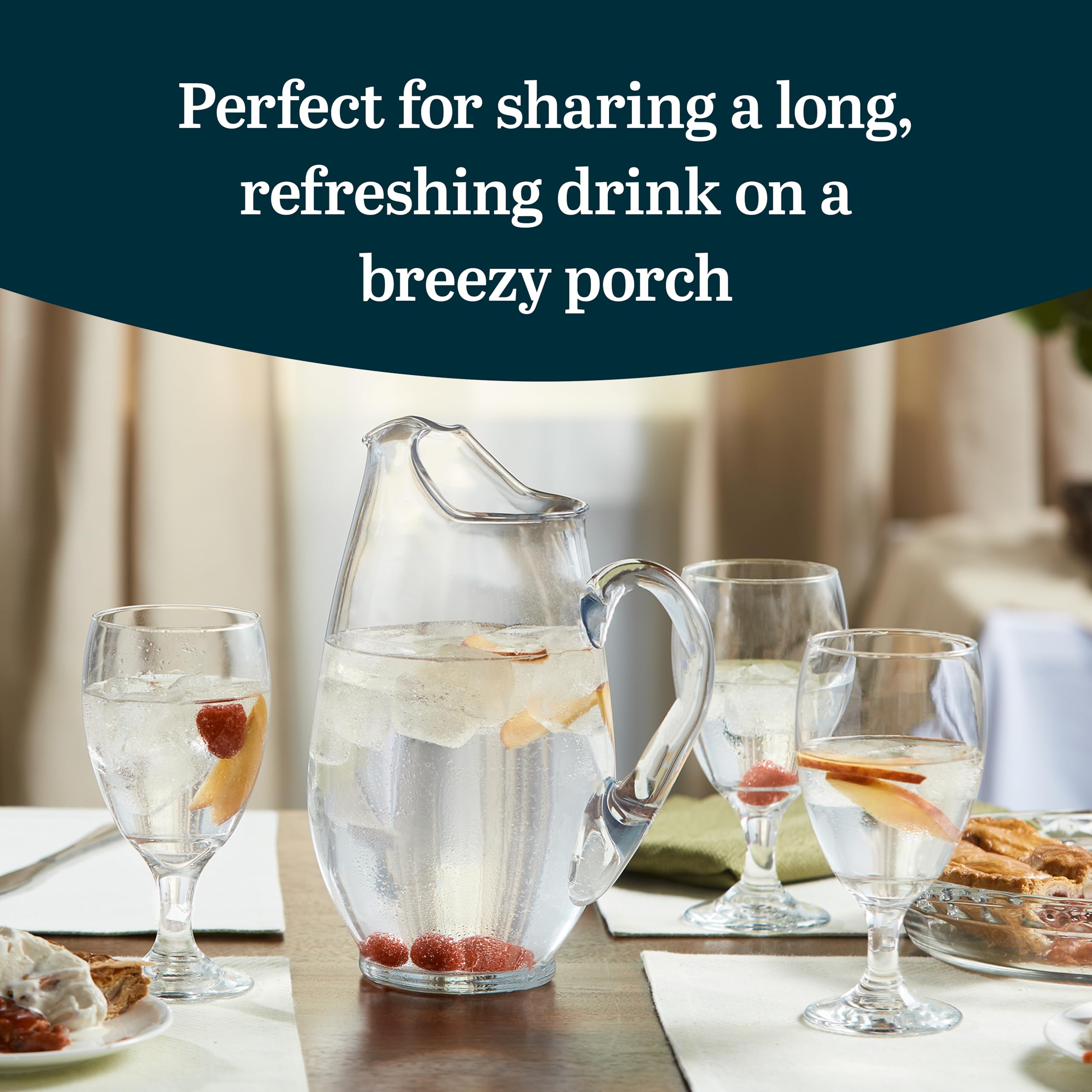 Libbey Carolina 6-Piece Glass Goblet Set with Large Pitcher - Clear Elegant Water Goblets & Modern Lemonade Jar for Parties, Weddings & Casual Gatherings - Perfect for Entertaining, Home Decor & Hosting Guests