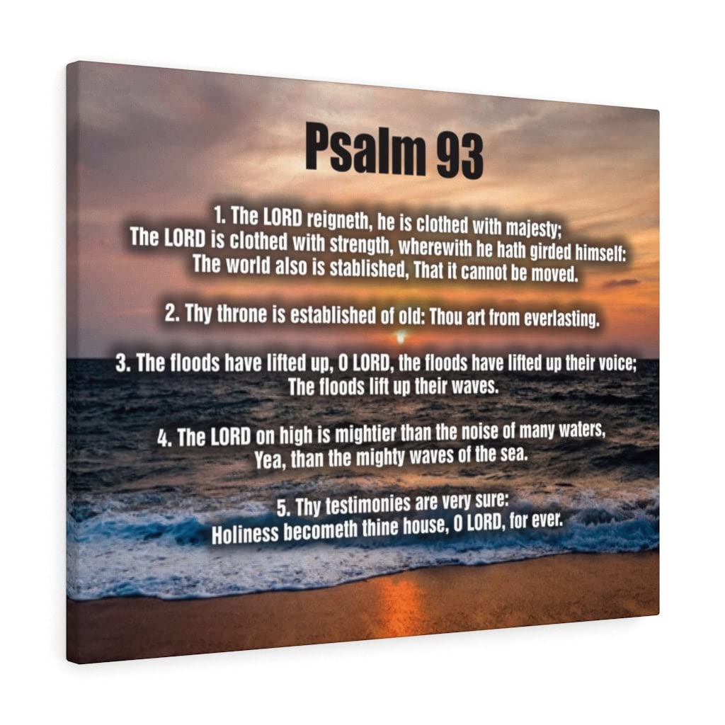 Bible Art Psalm 93 Ocean Wall Decor - Christian Scripture Canvas Print - 'The Lord Reigns' Religious Home Decor for Living Room, Bedroom & Church