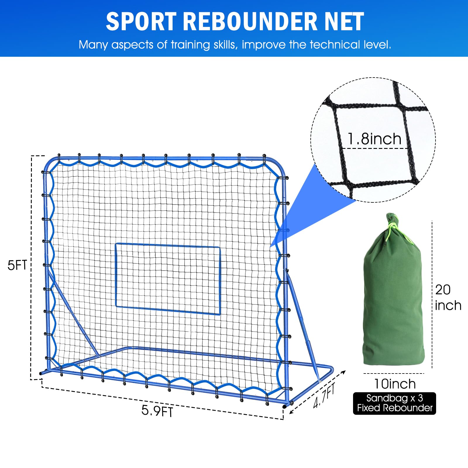 Adjustable Soccer Rebounder Net - Quick-Switch Angle Training for Ball Control & Passing Practice | Portable Soccer Training Equipment for Kids, Teens & Adults | Perfect for Backyard Drills, Team Practice & Solo Training