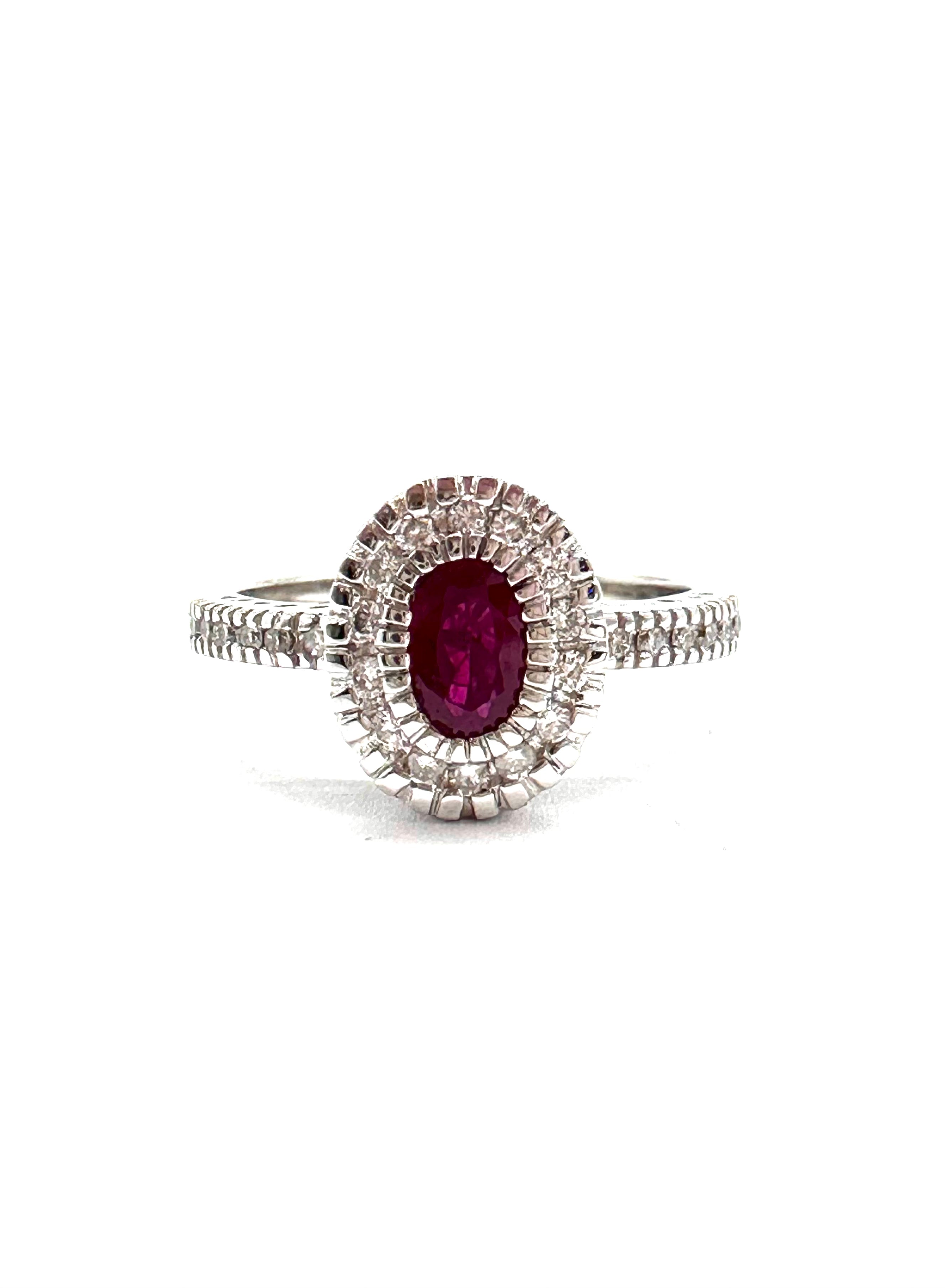 Exquisite 14K Gold Ruby and Diamond Halo Engagement Ring for Women - Perfect for Valentine's Day, Anniversary & Proposal Gifts