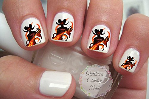 Premium Devil Nail Art Decals - Gothic Nail Stickers for Halloween, Cosplay & Dark Fashion - Self-Adhesive Nail Designs for DIY Manicures & Professional Salons