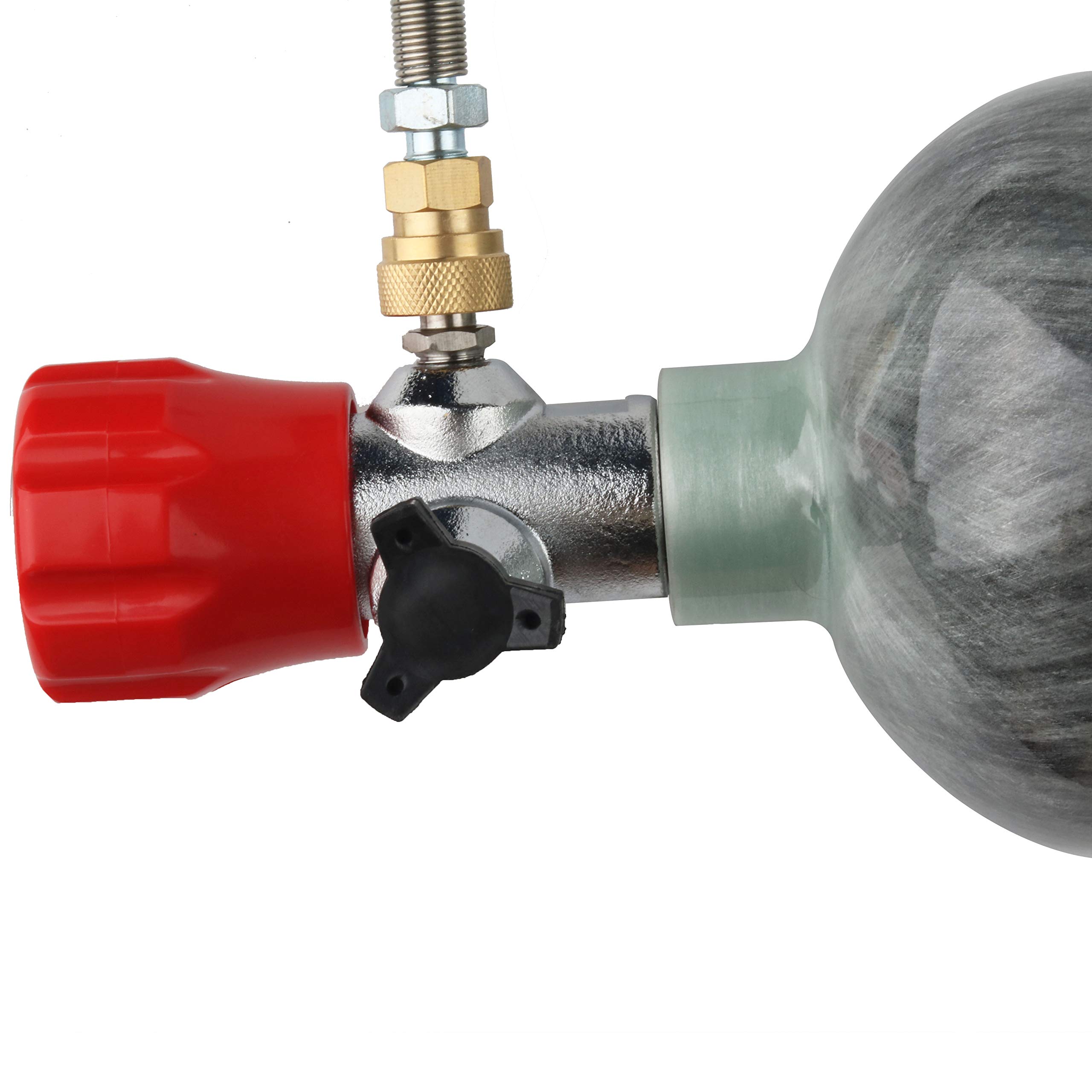 30 Cu Ft 4500 PSI Carbon Fiber PCP Air Tank - CE Approved Paintball Compressed Air System with Regulator Valve & Top Gauge Set (Empty Bottle) | Perfect for Paintball, Scuba Diving & Airgun Refills