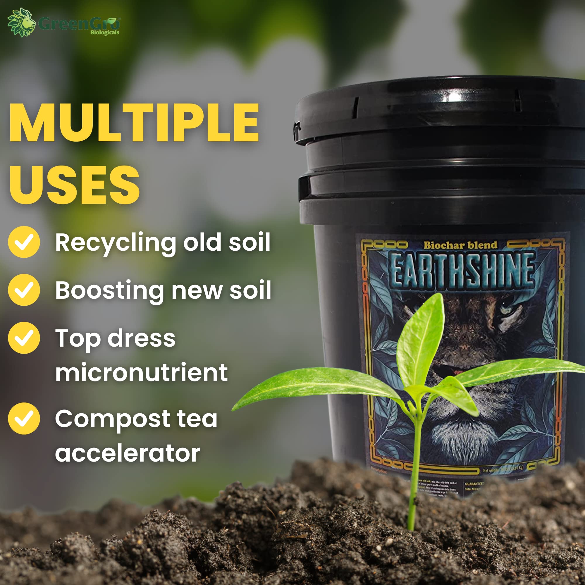 Premium Organic Biochar & Humic Acid Soil Amendment - 30lb Carbon Sequestration Plant Food with Worm Castings | Improves Soil Health for Gardens, Lawns & Compost Tea | Sustainable Gardening & Carbon Farming Solution