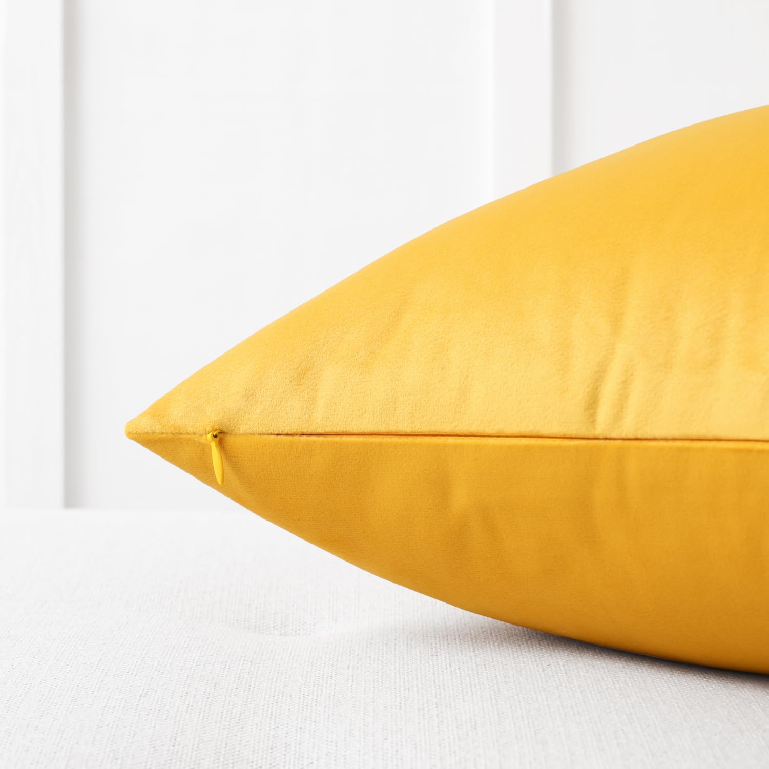 Luxury Velvet Throw Pillow Covers Set of 2 - 20x20 Inch Soft Decorative Cushion Covers for Sofa, Couch & Bed - Mustard Yellow Home Decor - Perfect for Living Room, Bedroom & Cozy Home Styling