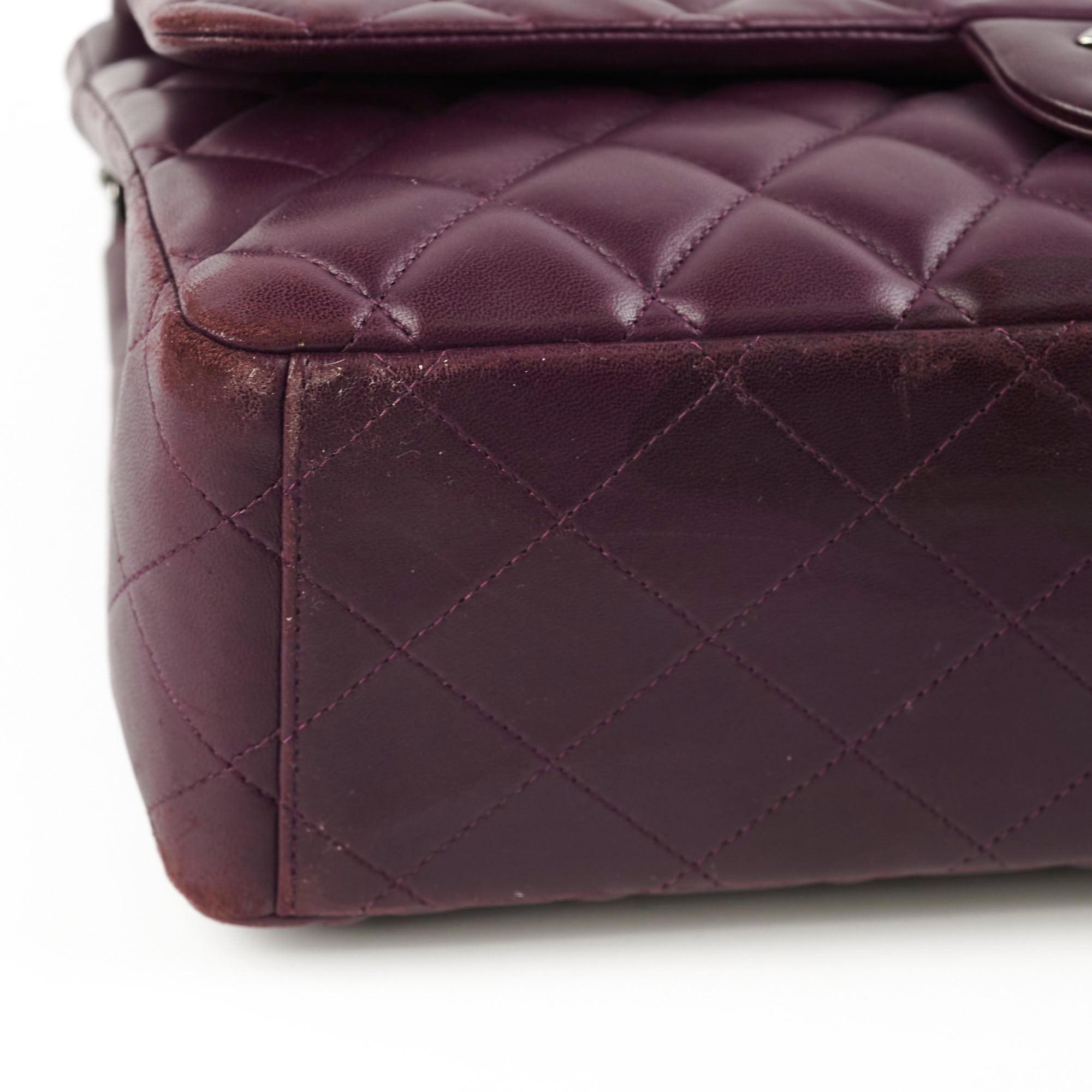 Authentic Chanel Maxi Lambskin Jumbo Flap Bag in Dark Purple - Luxury Designer Handbag for Women, Perfect for Evening Events & Special Occasions