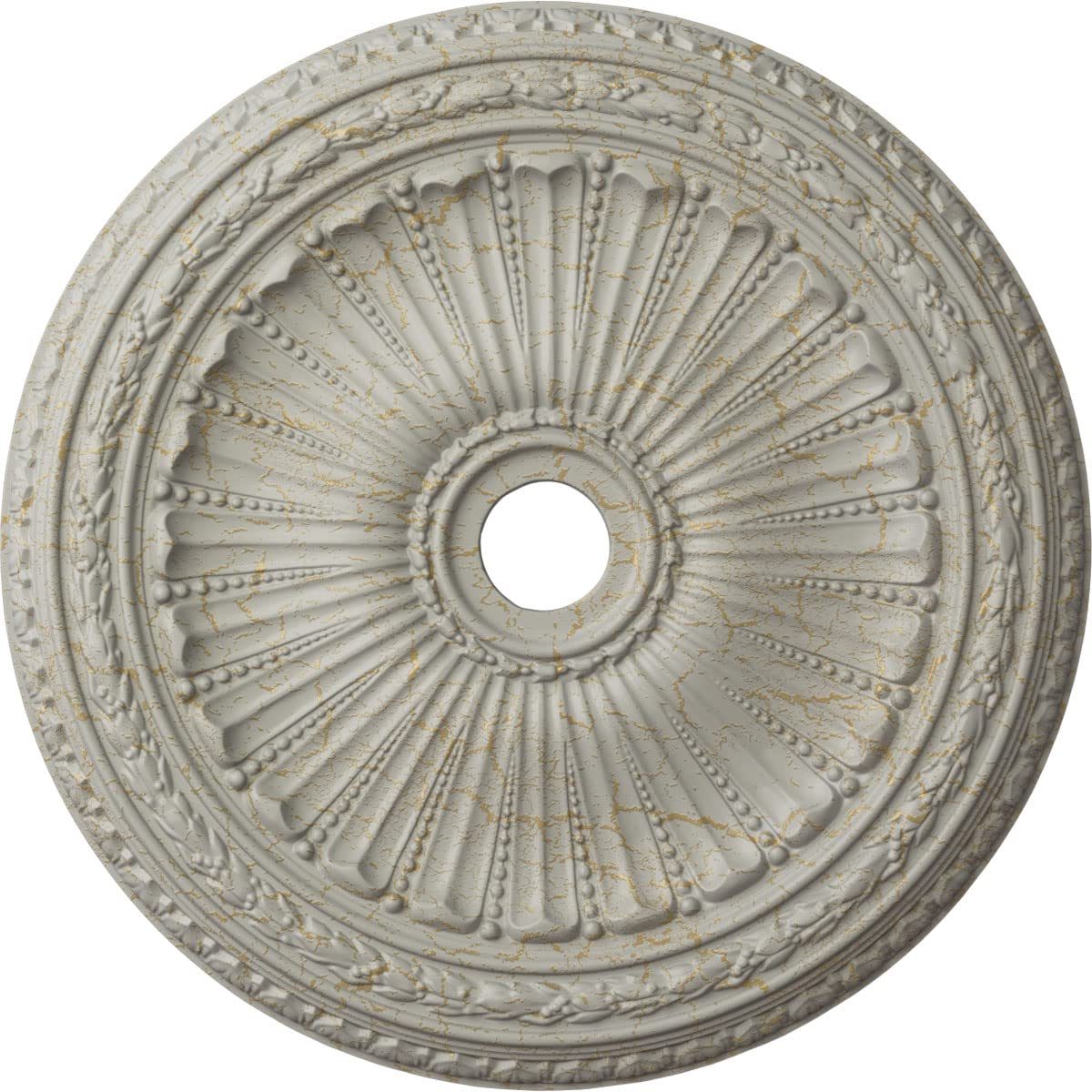 Ekena Millwork CM35VIPCC 35-inch Viceroy Ceiling Medallion - Hand-Painted Cream Crackle Finish - 35 1/8