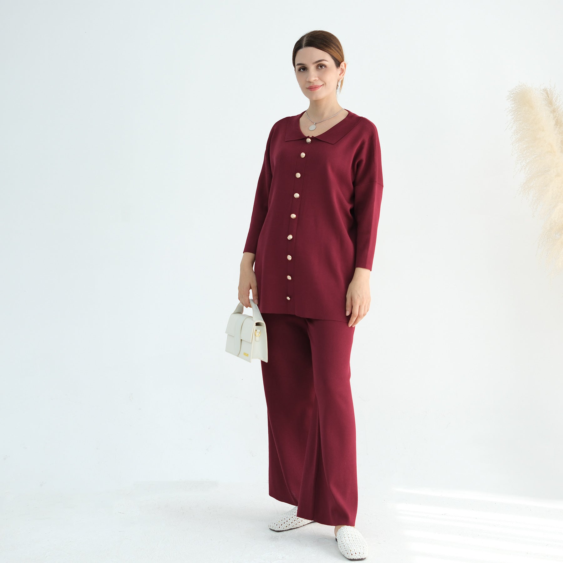 Women's Thickened Knitted Sweater & Wide Leg Pants Two-Piece Set - Cozy Winter Outfit for Casual Wear, Office, and Date Nights