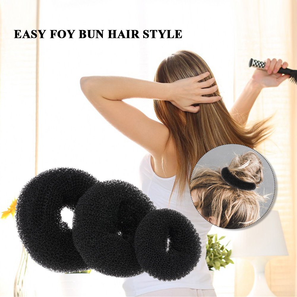 LAURAG Hair Bands 3-Piece Set - Women's Magic Hair Donut Bun Maker, Styling Tool & Hair Ring Accessories (S/M/L) - Perfect for Updos, Ponytails & Special Occasions