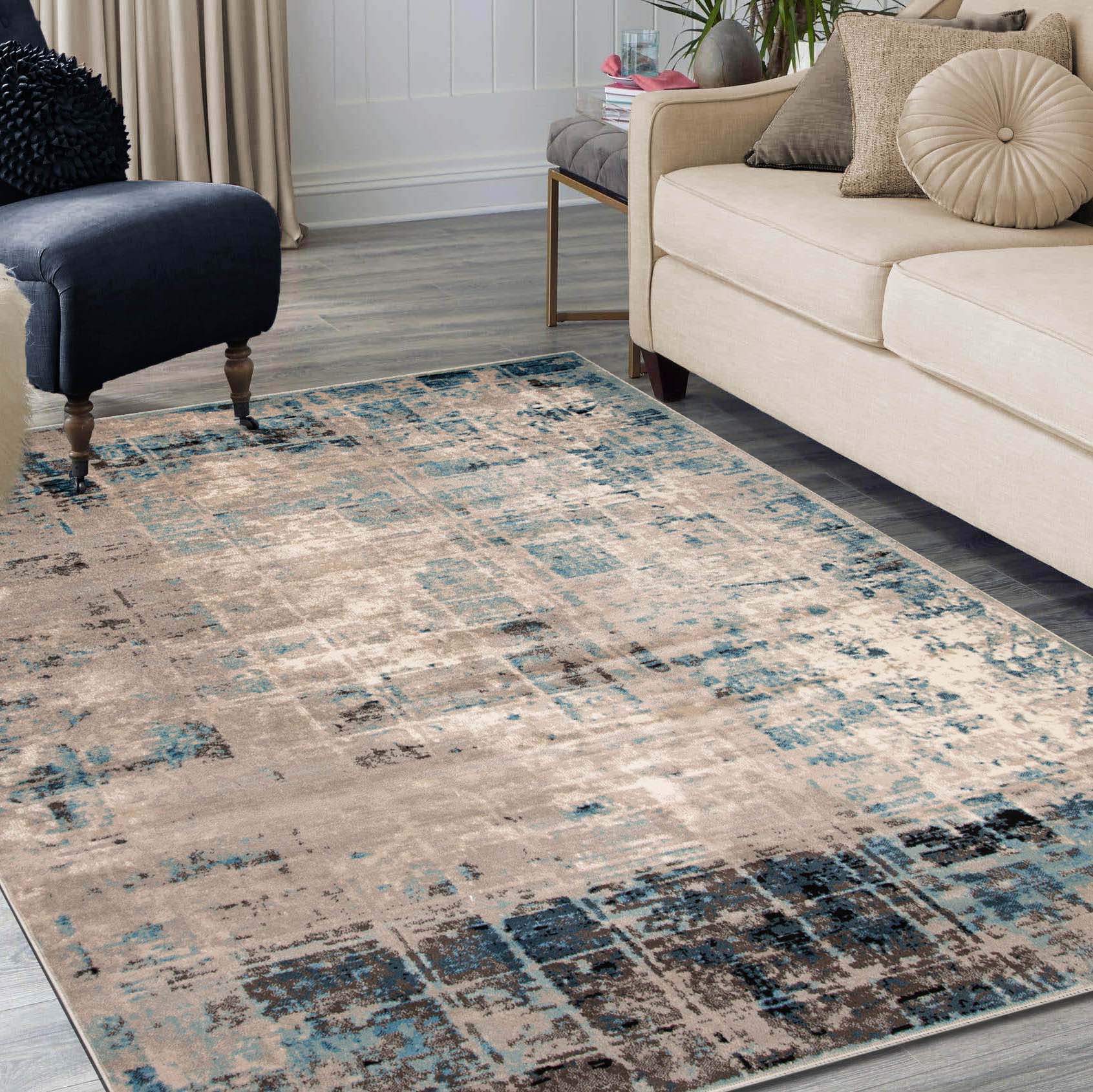 Palani Washed Abstract Indoor Area Rug or Runner - Soft Bohemian Style Carpet for Living Room, Bedroom, Hallway - Perfect for Home Decor & Cozy Spaces
