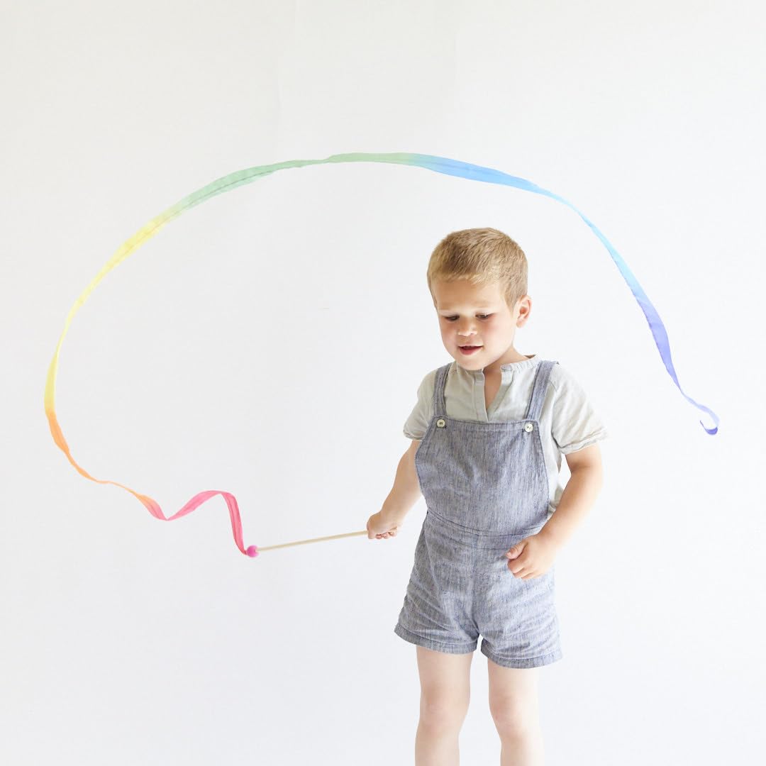 Sarah's Silks Pink Rainbow Streamer - Ribbon Dancer Toy for Kids | Imaginative Play, Dance Performance & Movement Activity | Perfect for Preschool, Birthday Parties & Outdoor Play