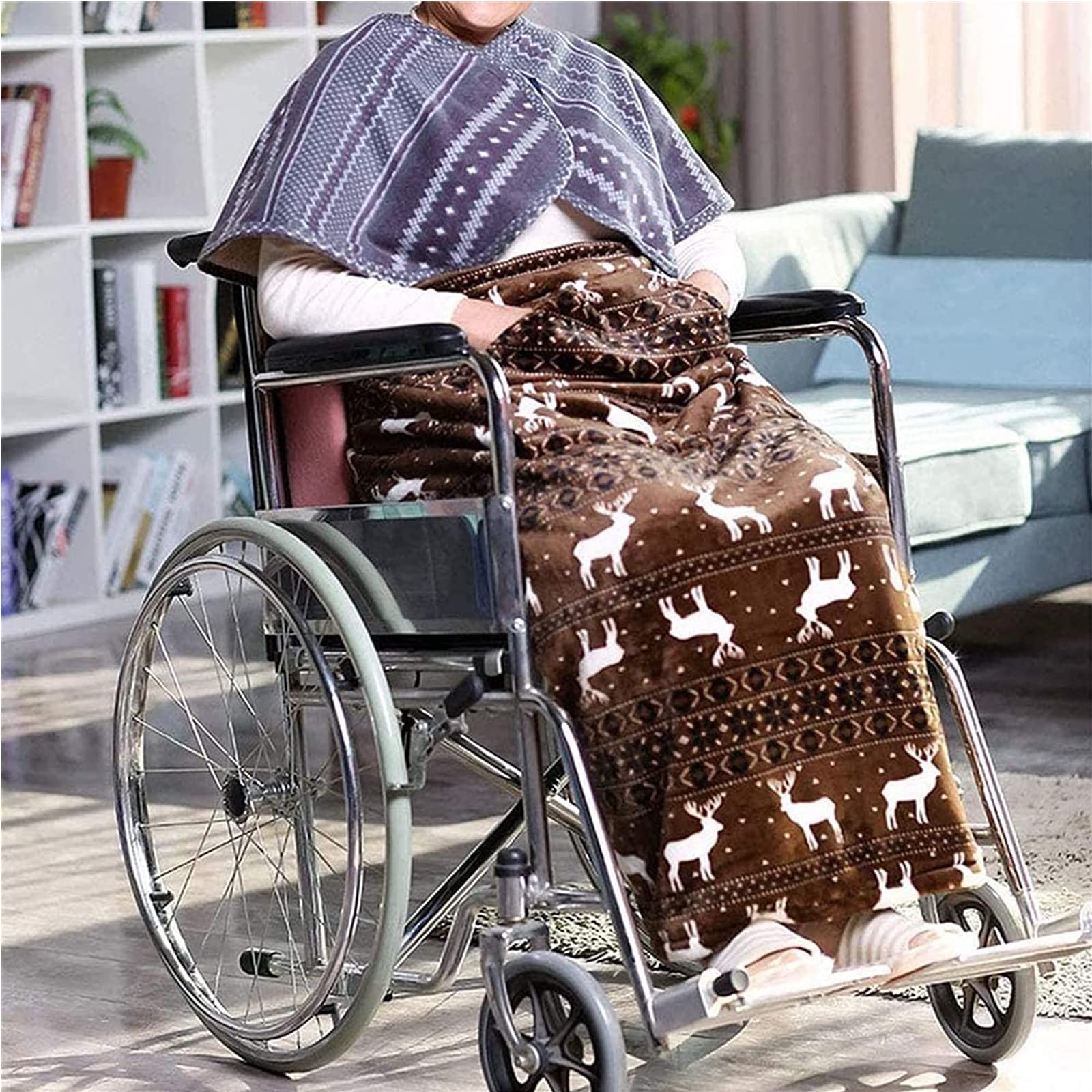 Double Sided Fleece Wheelchair Blanket - Ultra Warm Winter Leg & Foot Cover for Elderly & Disabled - Cozy Indoor/Outdoor Use for Wheelchairs, Recliners & Mobility Aids