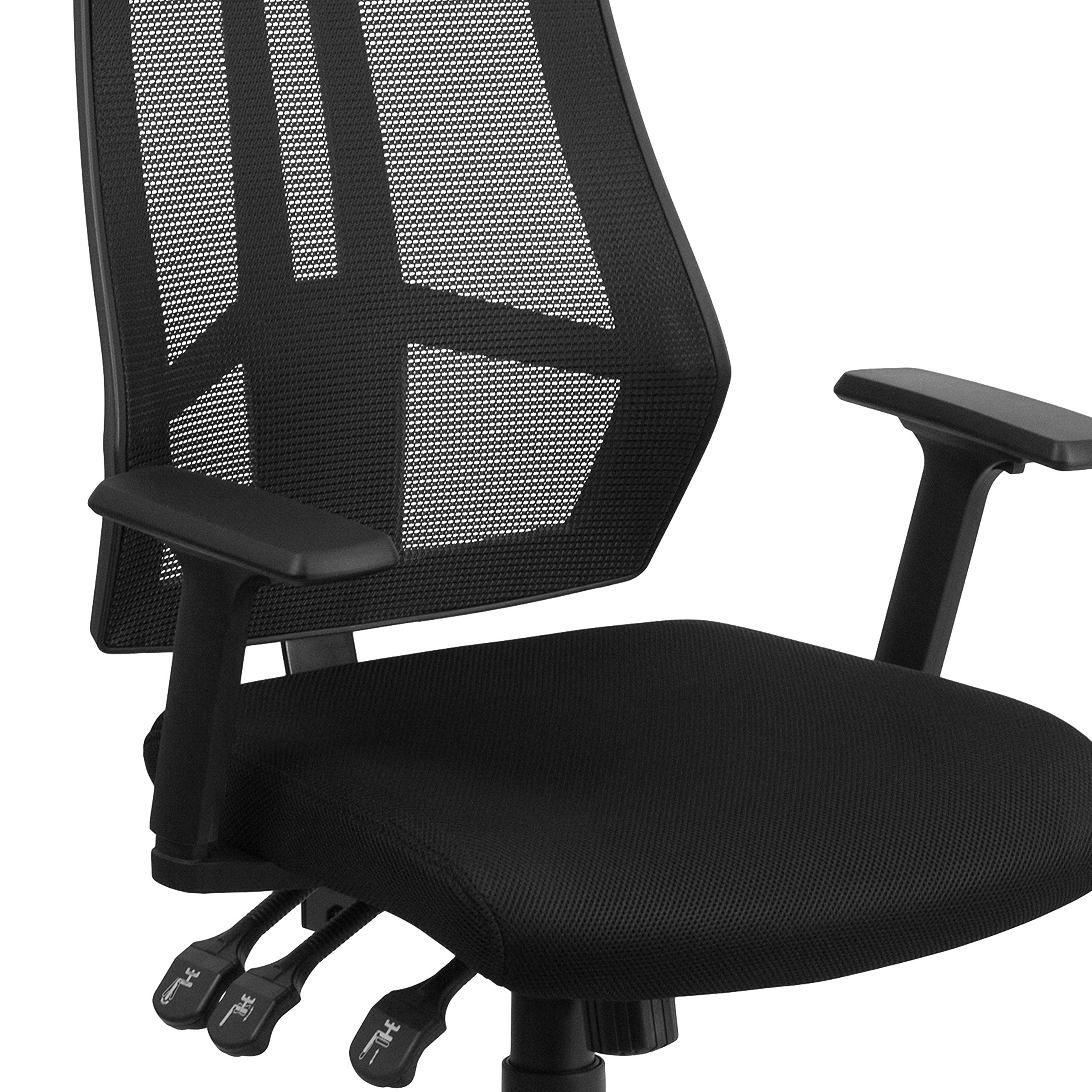 High Back Black Mesh Ergonomic Office Chair with Adjustable Arms - Comfortable Task Chair for Home & Office Workspace