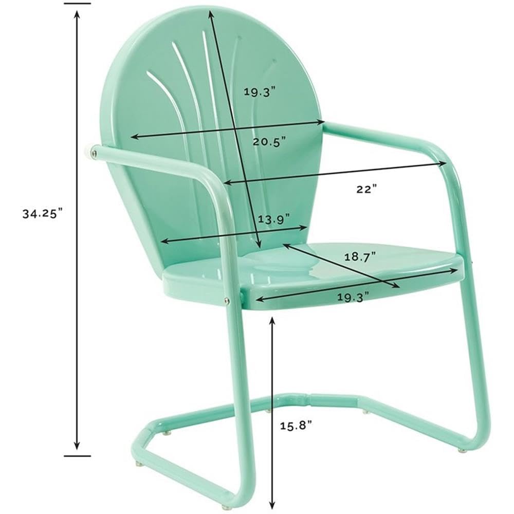 Durable Industrial Steel Metal Patio Chair - Aqua Gloss Finish for Outdoor Dining, Garden, Poolside & Backyard Relaxation