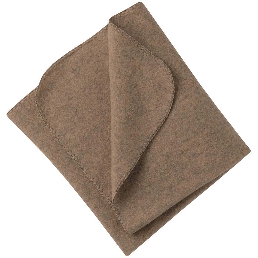 Organic Merino Wool Baby Blanket - 31x40 Inches Soft Thermal Throw for Kids & Infants - Natural Walnut Color - Perfect for Swaddling, Nursing & Stroller Use