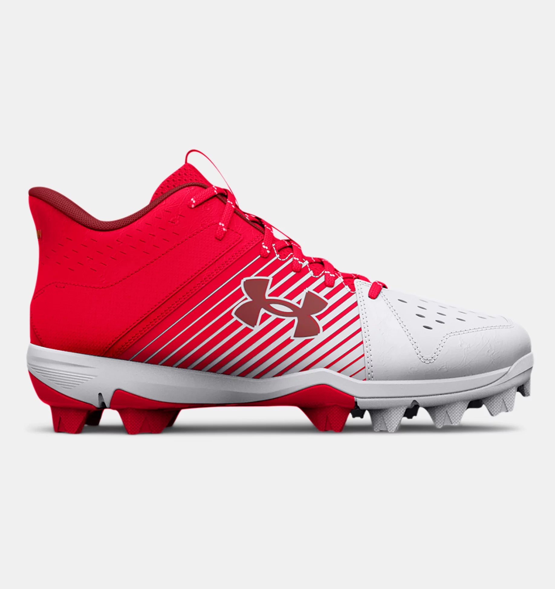 Under Armour Men's UA Leadoff Mid RM Baseball Cleats - Red (3025590-600) | Lightweight & Durable Baseball Shoes for Training & Games | Perfect for Field Sports & Athletic Performance