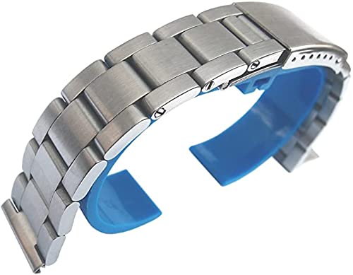 17mm Solid Stainless Steel Oyster Style Watch Band - Replacement Bracelet for Vintage Watches - Durable & Adjustable for Men's & Women's Classic Timepieces (Ideal for Dress Watches, Retro Style & Everyday Wear)