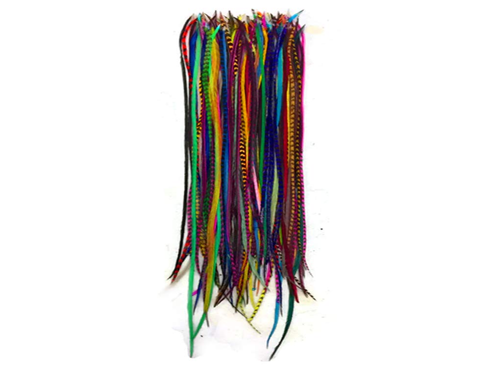 30 Pieces XL Thin Long Colorful Rooster Feather Hair Extensions - Bulk Wholesale for Costume, Party & DIY Crafts | Moonlight Feather