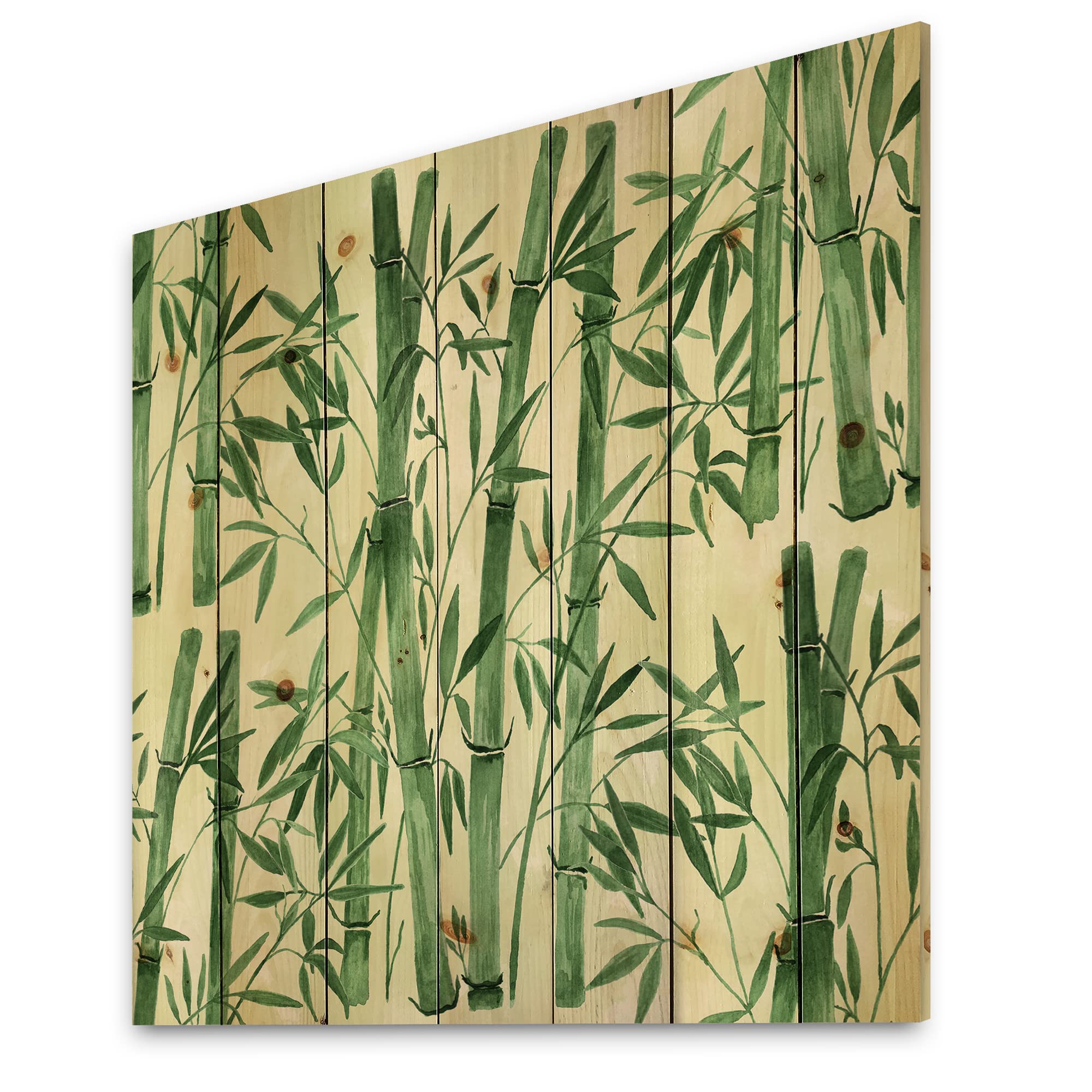 DesignQ Tropical Bamboo Forest Wood Wall Art - Large Floral Printed Pine Wood Panel Decor for Living Room, Bedroom & Office | Nature-Inspired Home Décor