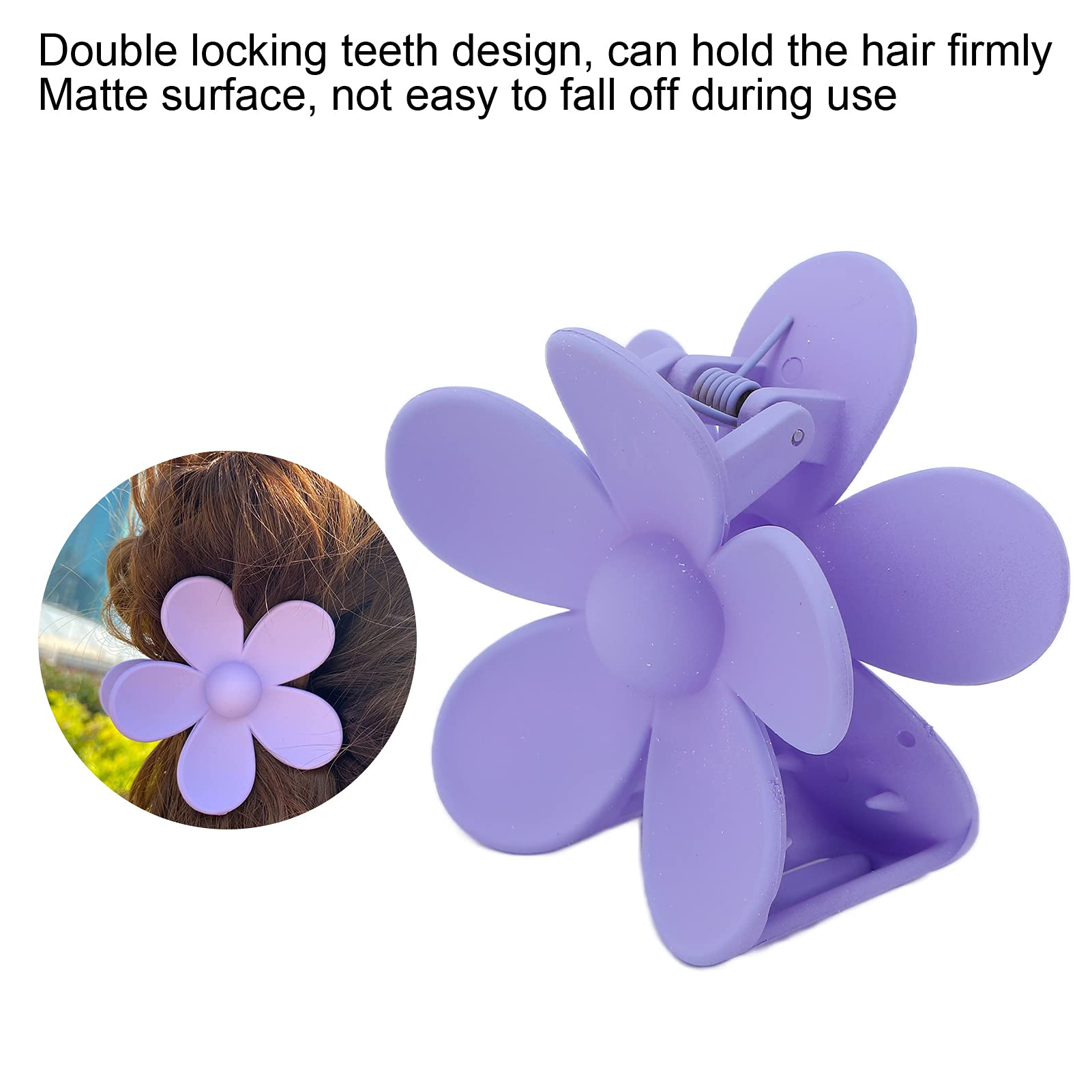 Exquisite Flower Shape Hair Claw Clips for Women & Girls - Plastic Jaw Clip with Double Lock Teeth, Light Purple Hair Accessories | Perfect for Parties, Weddings & Everyday Styling