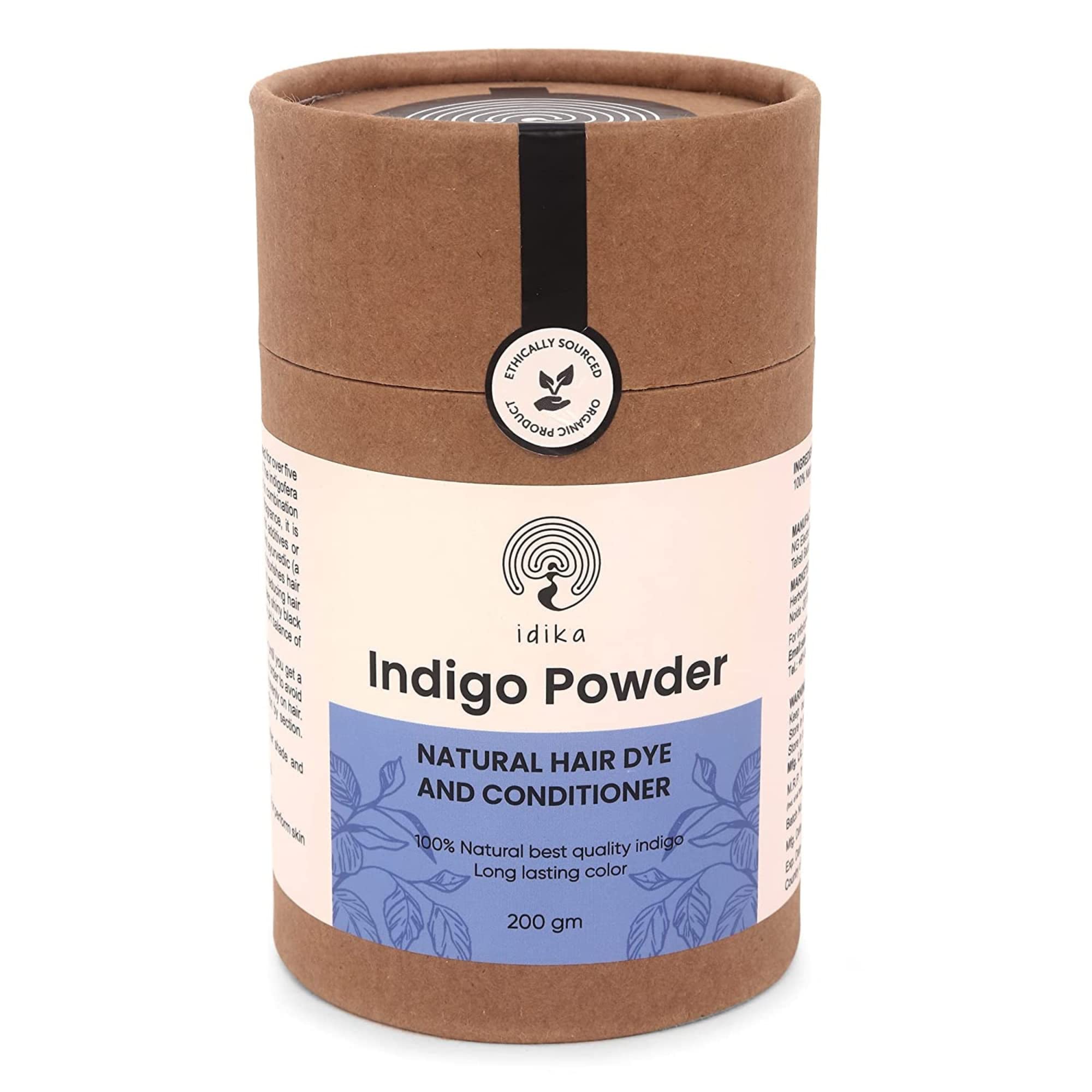 Idika Indigo Powder for Hair - 100% Organic Natural Hair Dye for Grey Coverage, Chemical-Free & Damage Protection, Safe for Men & Women (200g) - Perfect for At-Home Hair Coloring & Natural Hair Care Routine