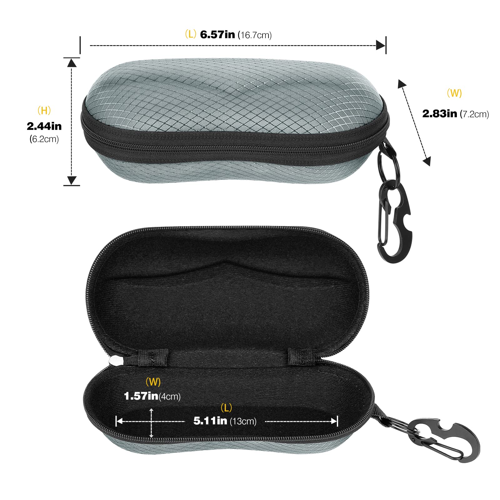 MoKo Semi Hard Shell Sunglasses Case - Unisex Protective Eyeglass Holder with Metal Hanging Hook | Travel, Outdoor & Daily Use Eyewear Storage Solution
