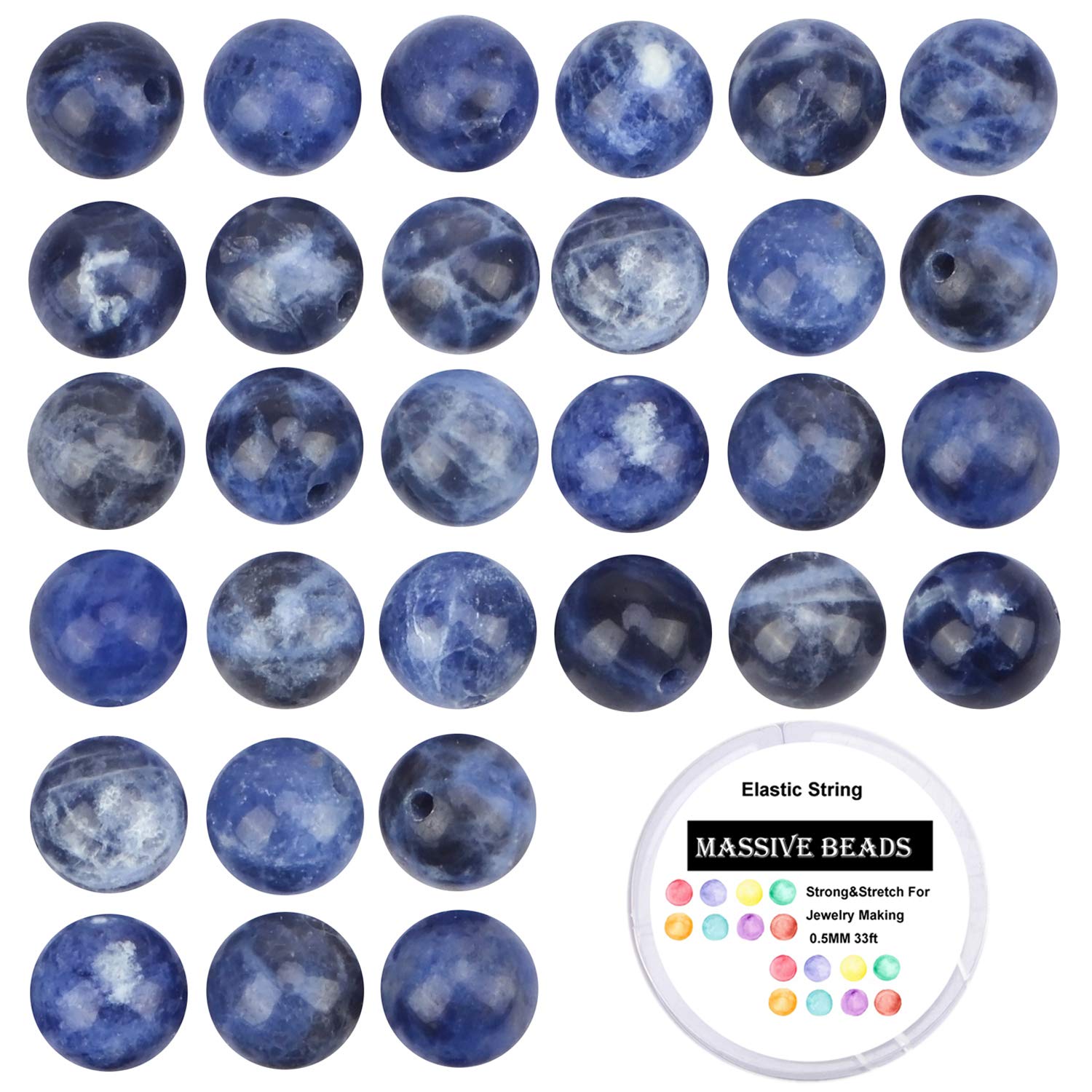 80Pcs Natural Blue Sodalite Crystal Beads - 10mm Round Gemstone Loose Beads for Jewelry Making, Energy Healing & Chakra Balancing - DIY Bracelet, Necklace & Home Decor Craft Supplies