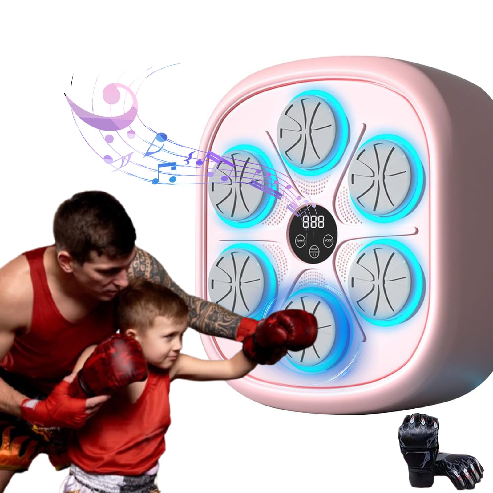 2025 Upgrade Smart Music Boxing Machine with Boxing Gloves - Bluetooth 3.0 Electronic Boxing Trainer for Adults & Kids - Wall Mounted for Home, Gym, Office - Perfect for Fitness Training, Stress Relief & Interactive Workouts