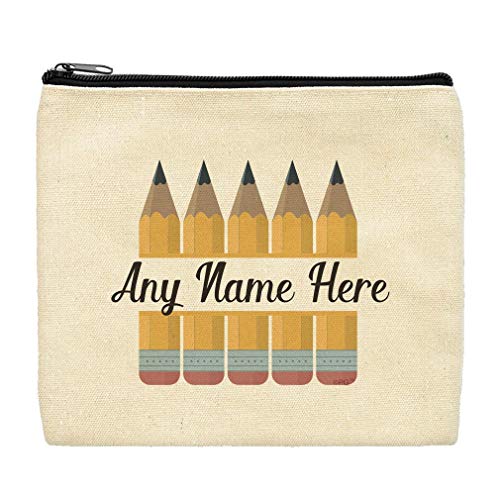Custom Teacher Pencil Bag - Personalized School Supply Gift for Educators - Monogrammed Makeup Pouch for Classroom, Office & Travel Use