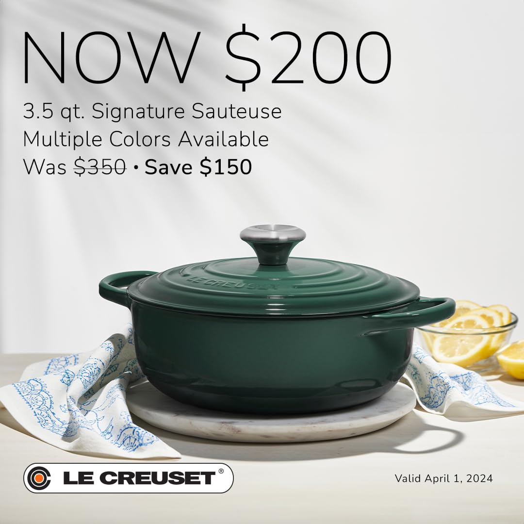 Le Creuset Signature Enameled Cast Iron Round Sauteuse Pan - 3.5 Quart, Sea Salt Blue - Perfect for Sauteing, Braising & Slow Cooking - Stovetop to Oven Safe - French Oven for Home Chefs