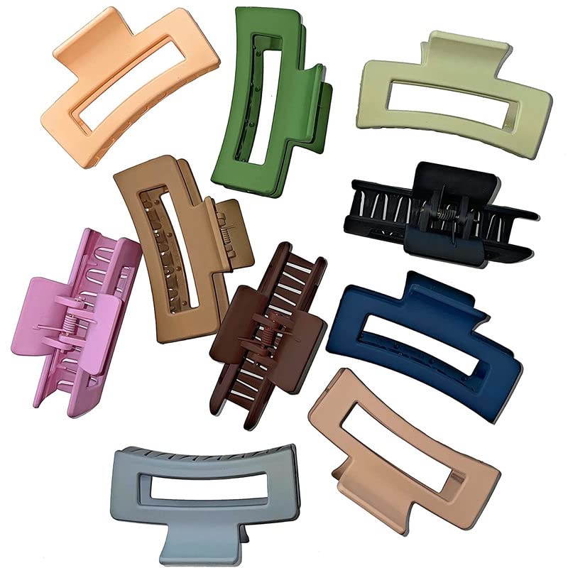 FAMEZA 6-Pack Non-Slip Hair Claw Clips for Thick Hair - Strong Square Grip Fashion Hair Accessories for Women & Girls | Perfect for School, Work, and Everyday Style