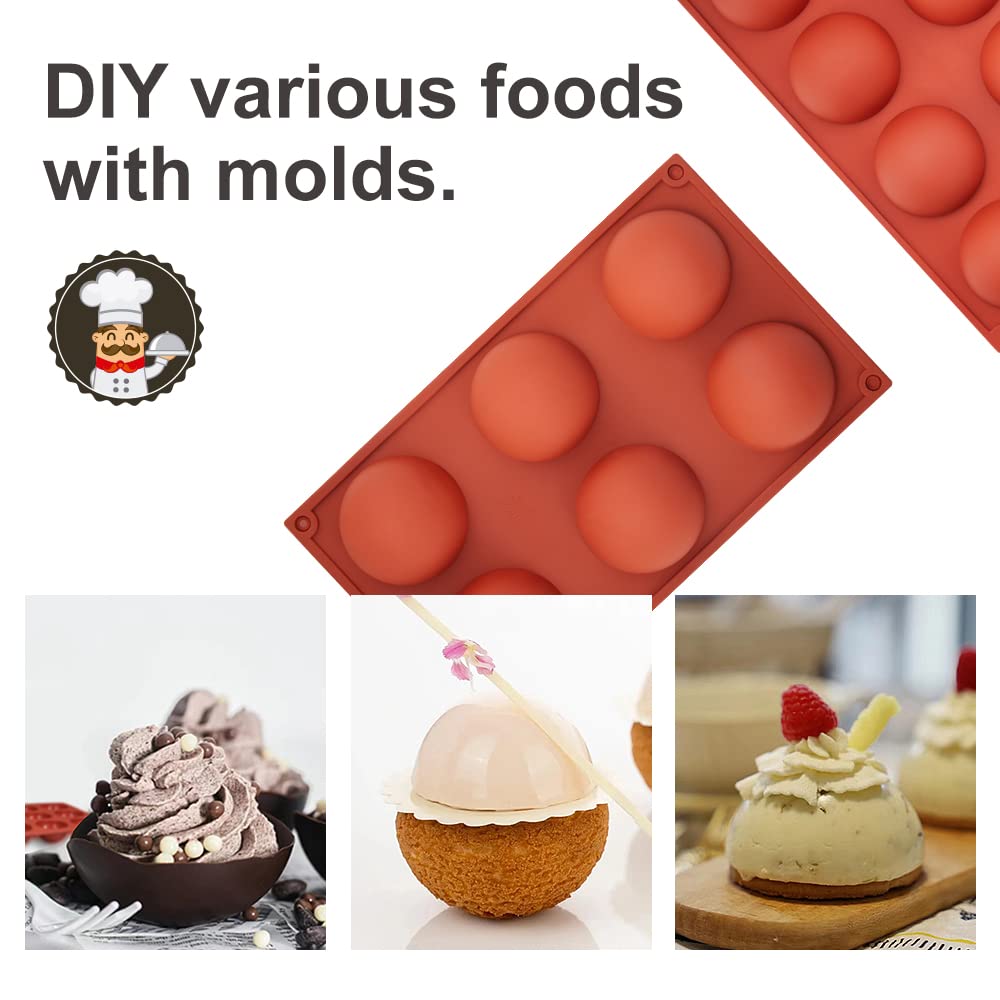 4 PCS Semi-Circular Silicone Baking Molds - BPA Free Non-Stick Half Sphere Molds for Candy, Chocolate & Cookies | Perfect for DIY Desserts, Cake Decorating & Holiday Treats