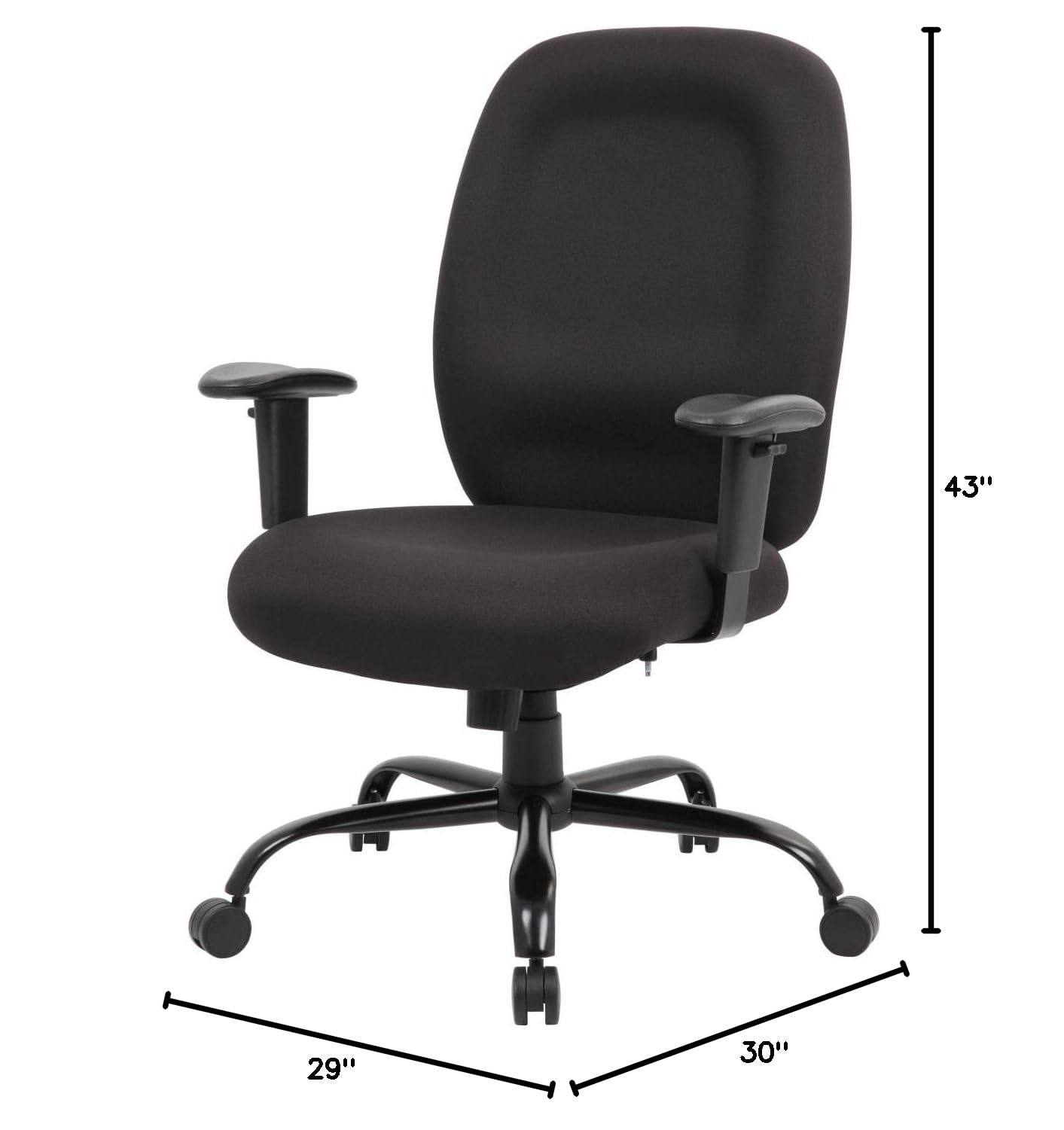 Boss Office Products Heavy Duty Task Chair - Ergonomic Adjustable Office Chair with Lumbar Support, Black - Perfect for Home Office, Gaming, and Professional Workspaces
