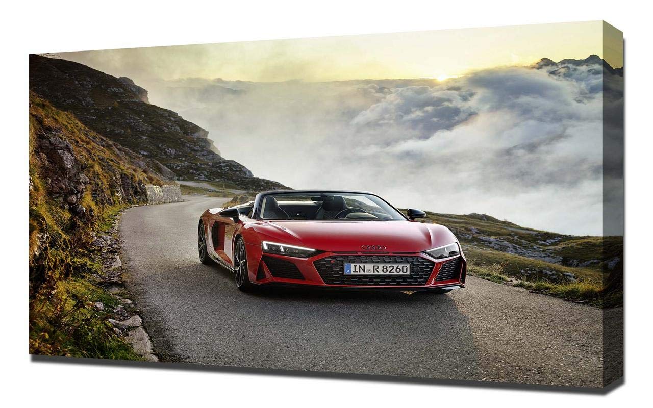 2020 Audi R8 V10 RWD V11 Compatible Canvas Art Print - Premium Wall Art & Decor for Living Room, Bedroom, Office - Stretched Canvas Wrap - Modern Home Decoration