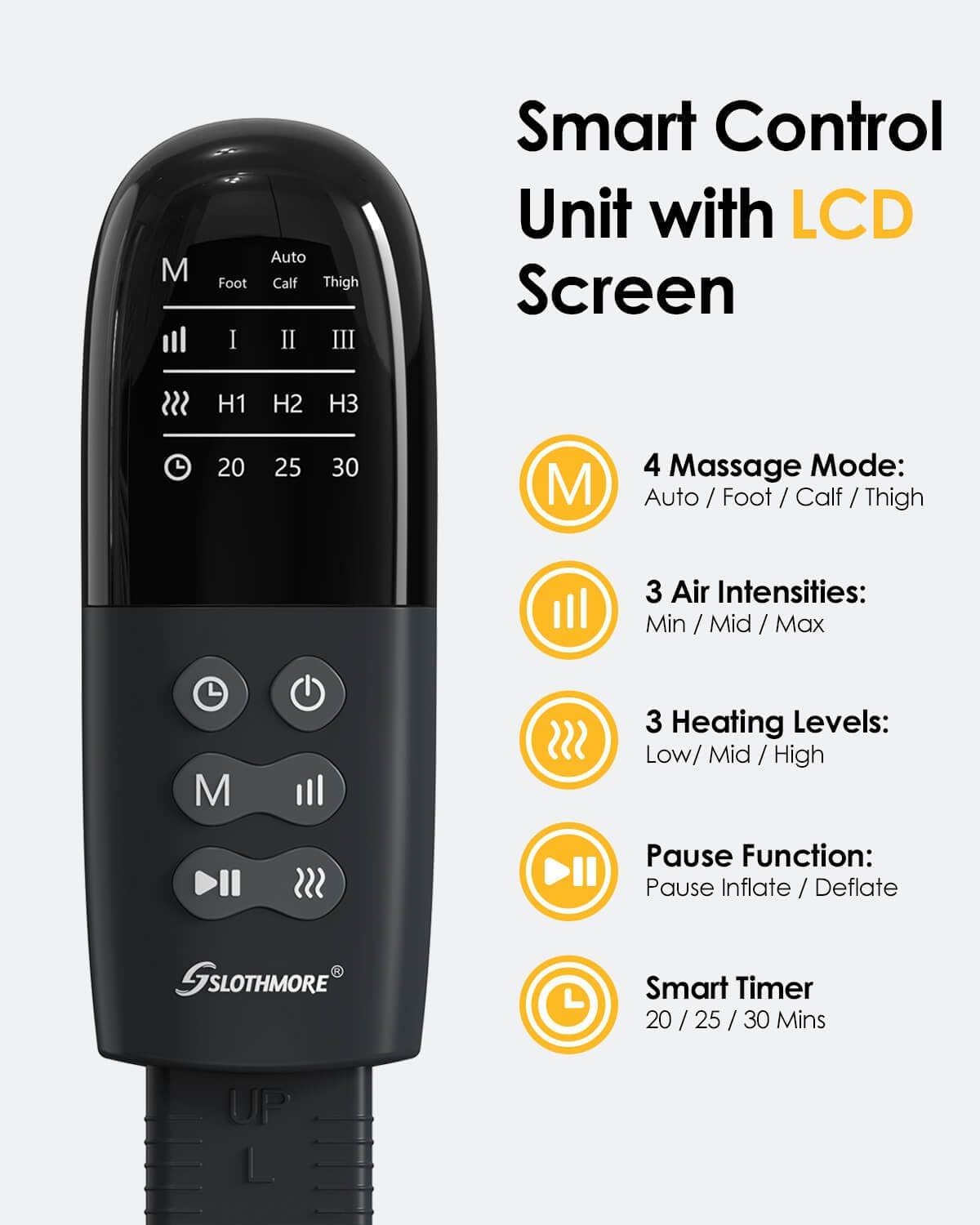 SLOTHMORE Air Compression Leg Massager for Circulation & Pain Relief - 3-in-1 Heating for Foot, Calf & Thigh - Sequential Compression Device for Swollen Legs & RLS - Perfect for Home Use, Office Relaxation & Post-Workout Recovery