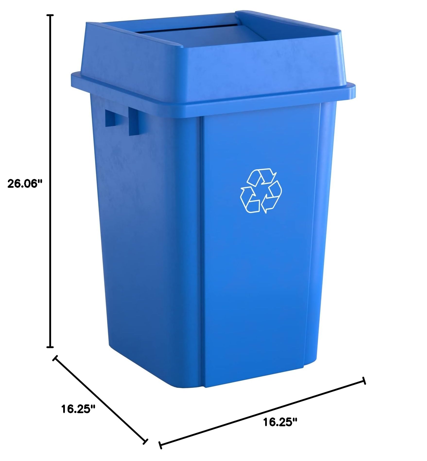 19 Gallon Blue Square Commercial Trash Can with Lid - Heavy Duty Waste Bin for Office, Restaurant, Kitchen & Outdoor Use