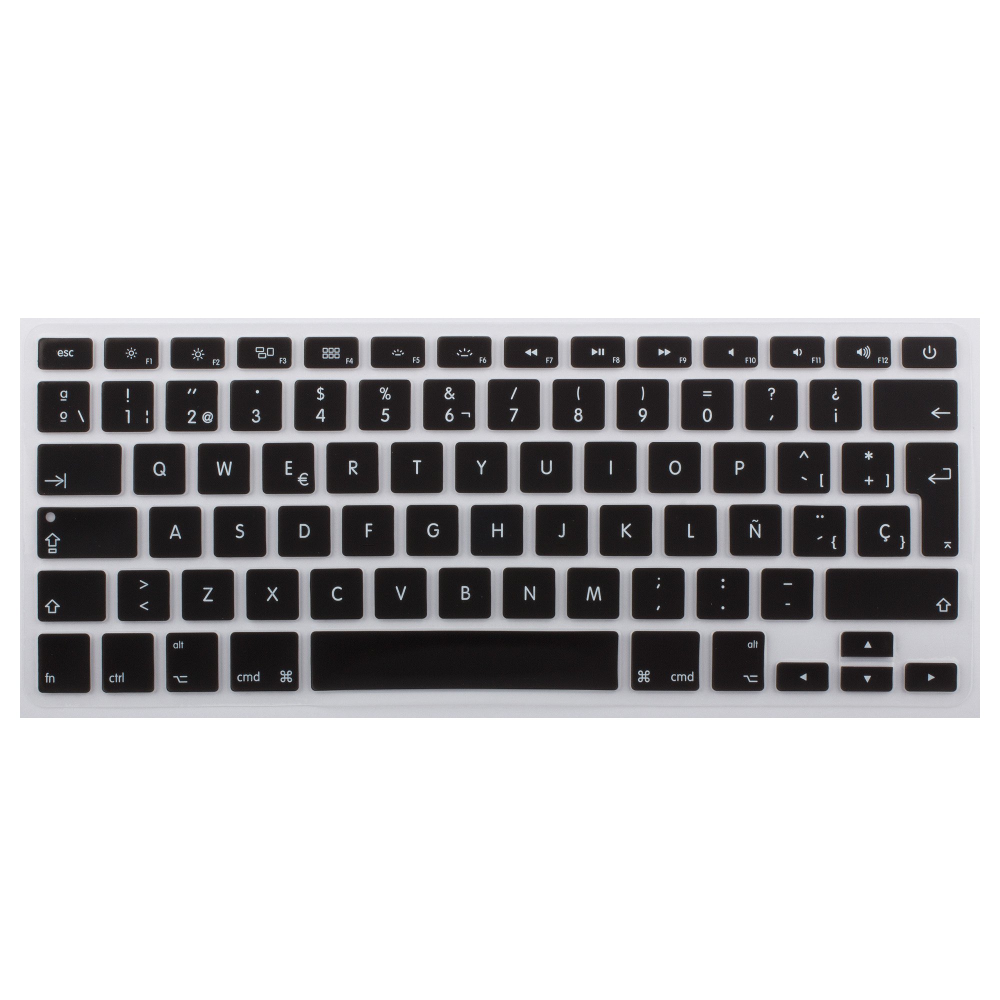 Premium Silicone Keyboard Cover for MacBook Air 13/15/17 (2012 Release) - QWERTY Spanish Layout - Black & Transparent Options - Dust & Spill Protection for Work, Travel & Home Use