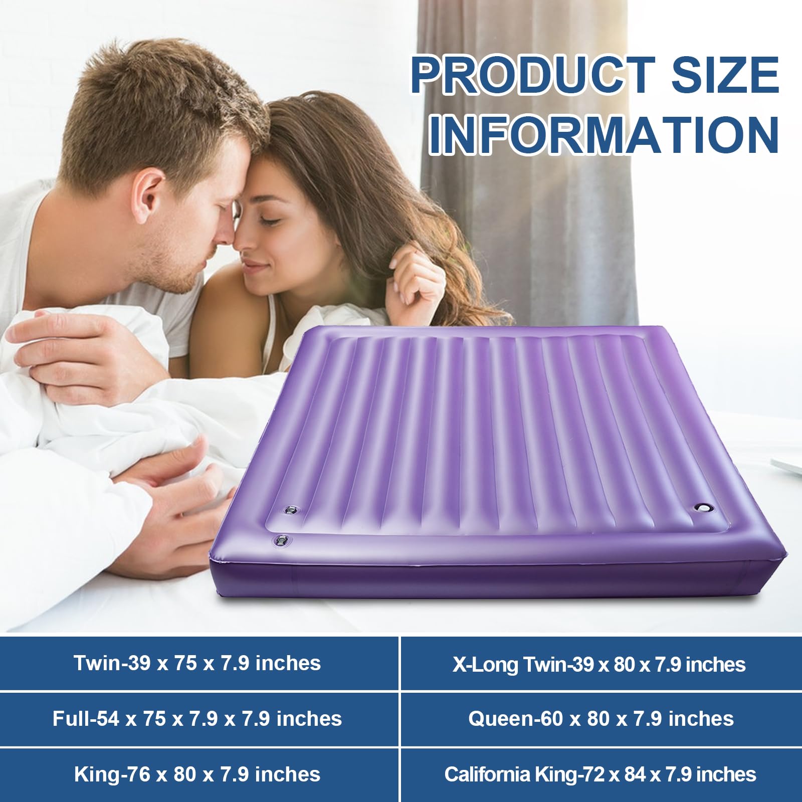 95% Small Wave Water and Air Dual Purpose Mattress with Air Pump & Water Pipe - No Frame Needed, Perfect for Home, Camping & Travel (Queen Size 60