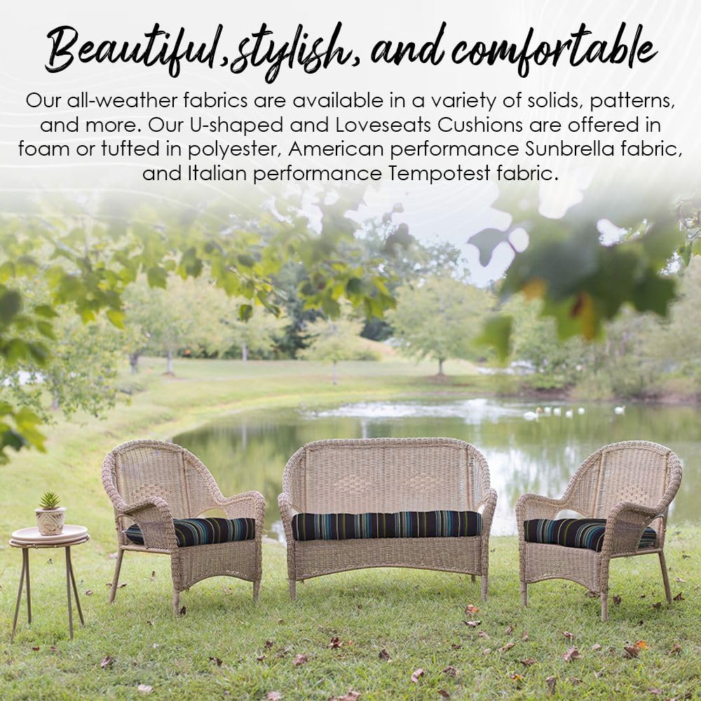 Sunbrella Tufted Wicker Loveseat Cushion 41