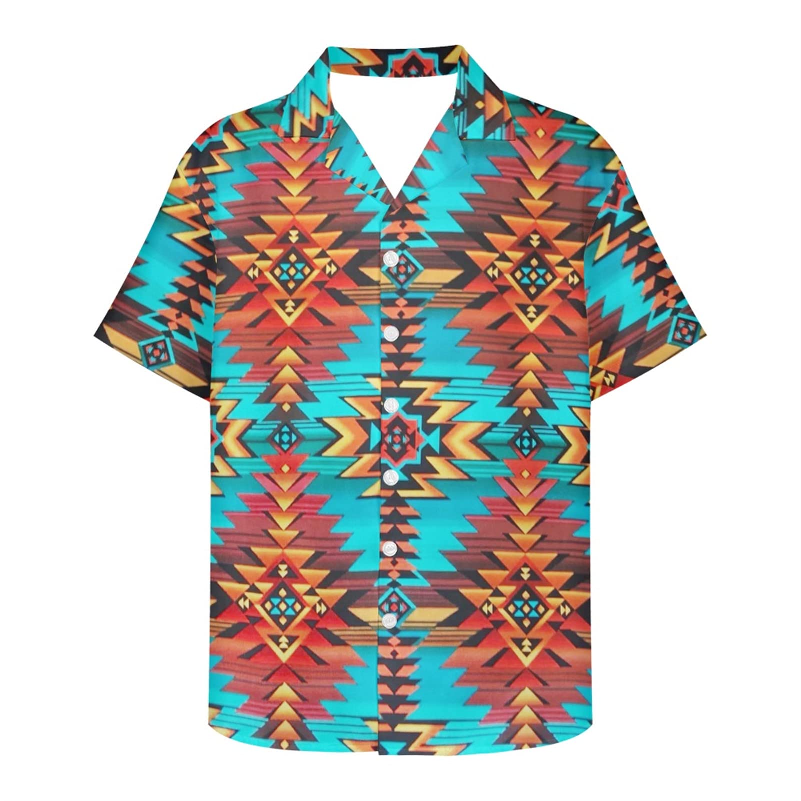Frestree Men's Hawaiian Shirt - Summer Short Sleeve Button Down Dress Shirt with Work Collar, Quick Dry & Regular Fit for Vacation, Beach Party & Casual Wear