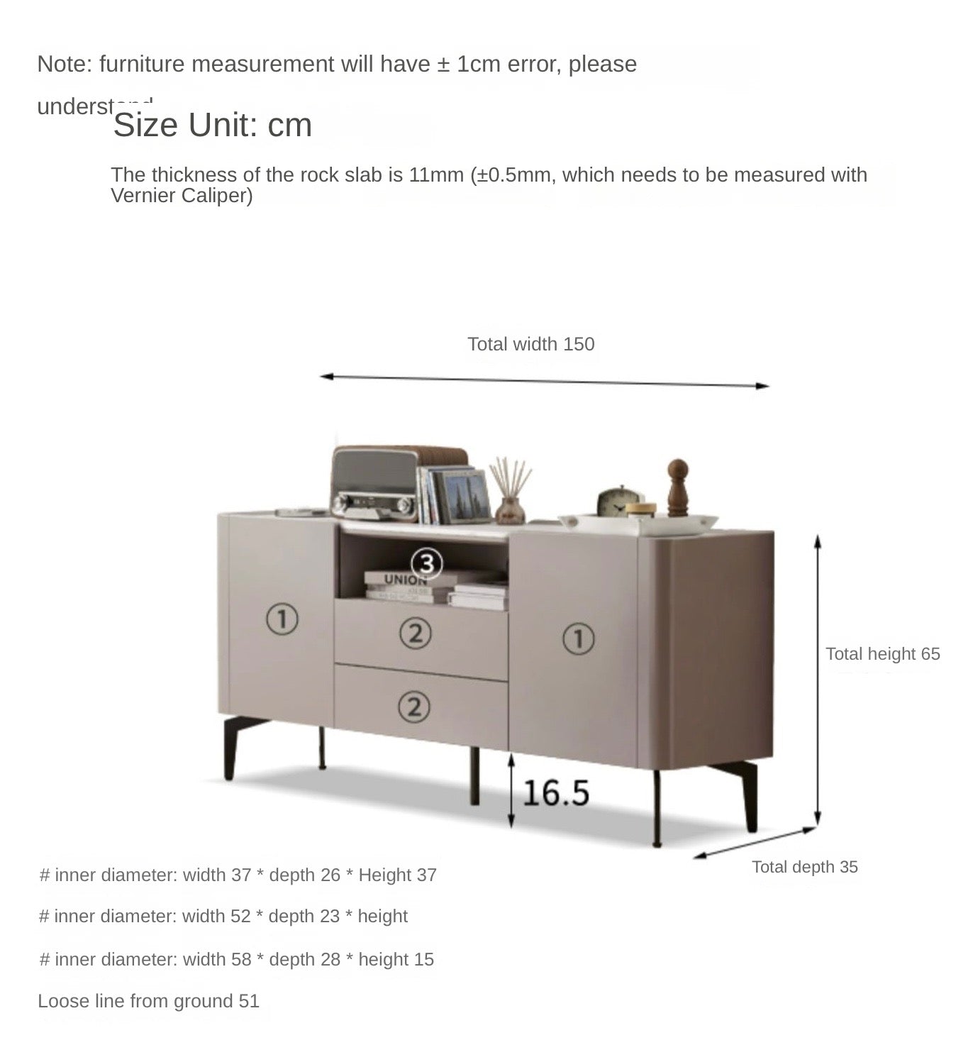 Solid Poplar Wood TV Stand with Slate Top - Modern Luxury Bedroom Furniture for Living Room & Home Entertainment Setup