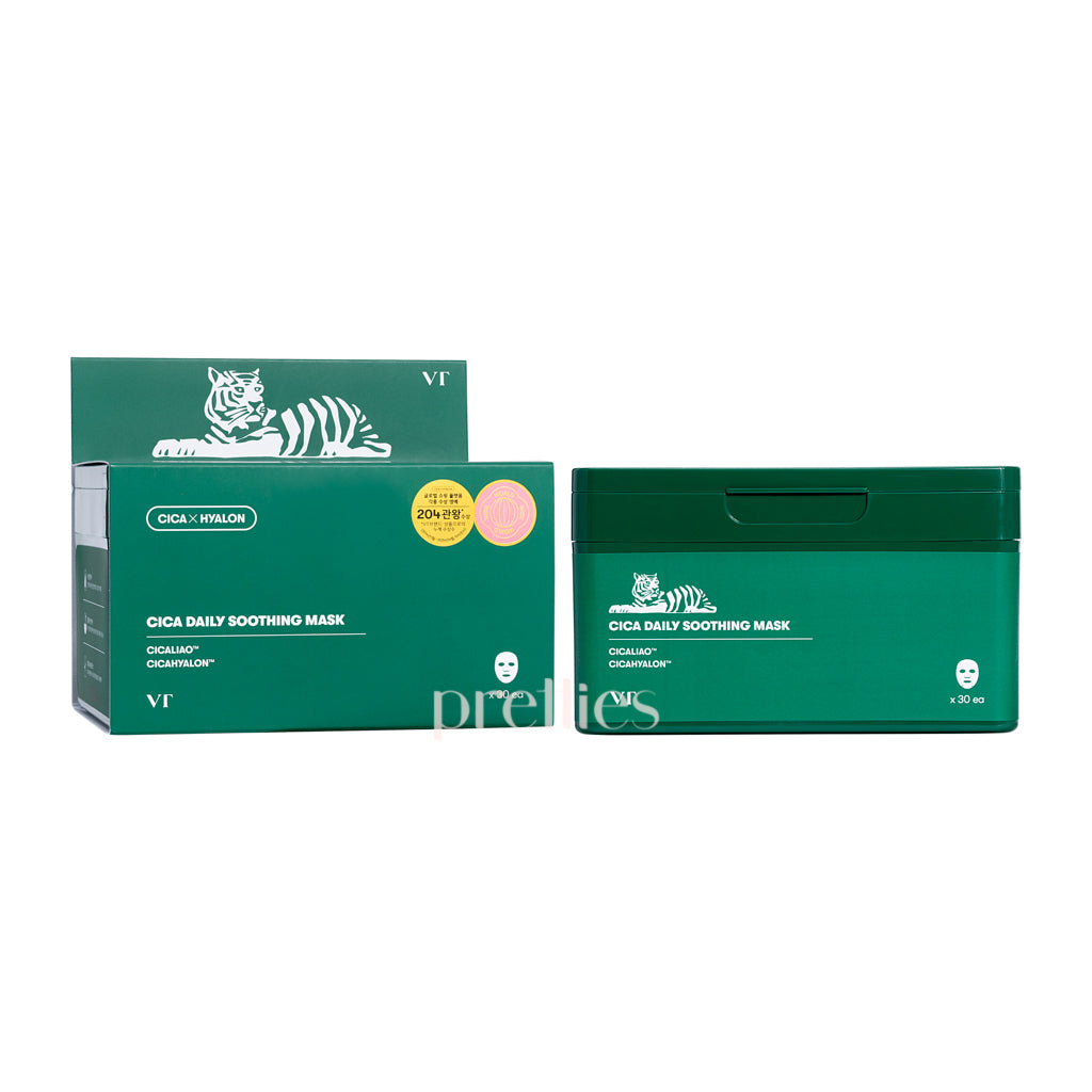 VT Cica Daily Soothing Face Mask 30pcs/350g - Hydrating & Calming Sheet Mask for Sensitive Skin - Perfect for Daily Skincare Routine & Post-Sun Care