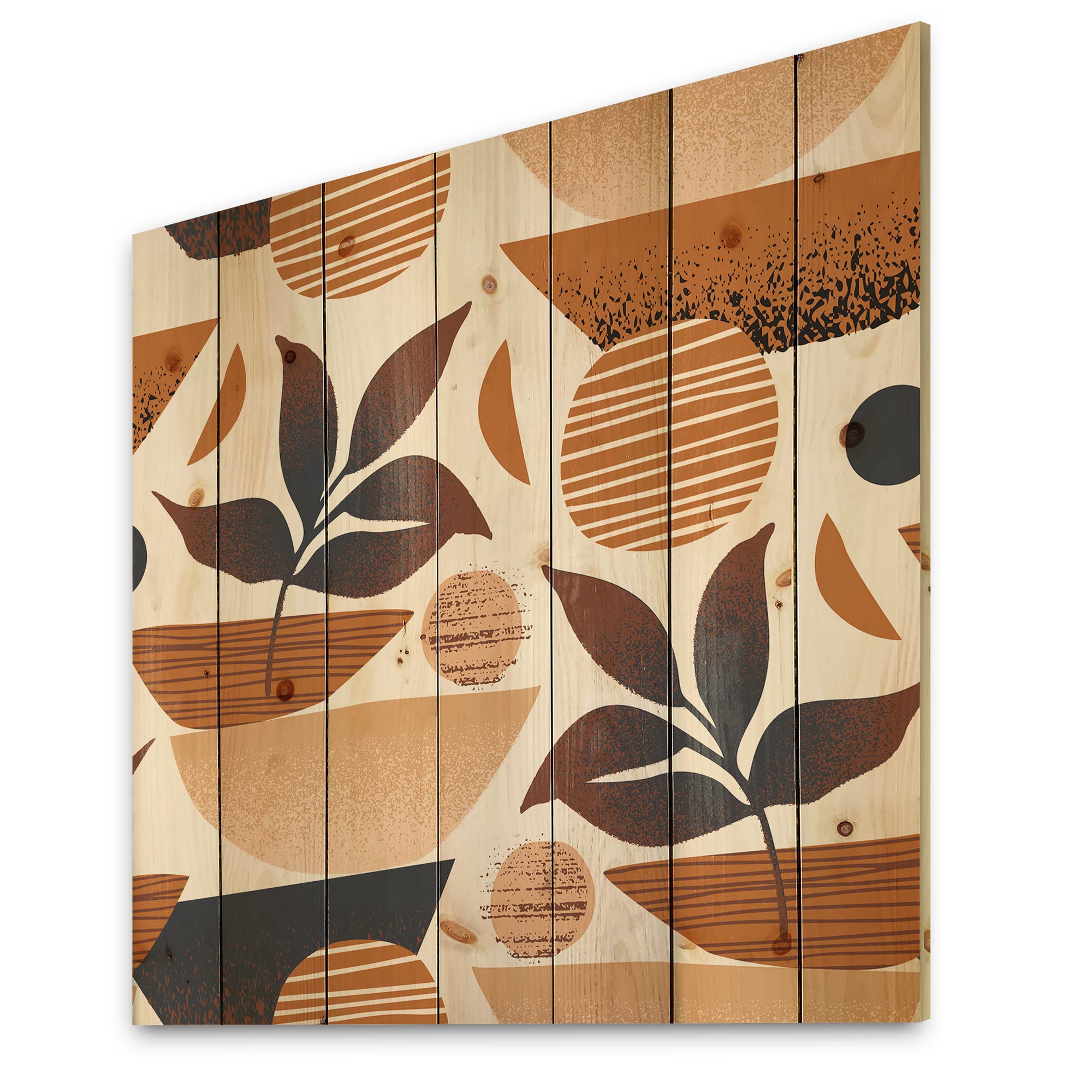 Modern Tropical Leaf Wood Wall Art - Contemporary Brown Abstract Wood Panels with Silhouette Designs on Natural Pine - Perfect for Living Room, Bedroom & Office Decor