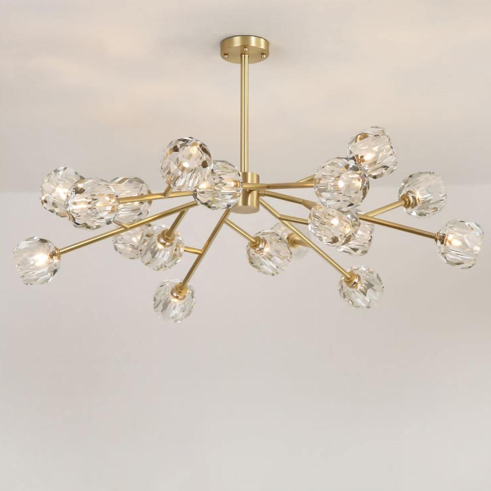 Crystal Ball Round Cluster Chandelier - Elegant Glass Sphere Ceiling Light Fixture for Dining Room, Bedroom & Living Room Decor