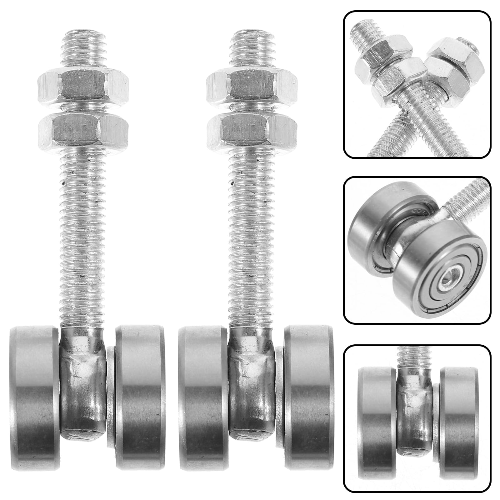 2 Pack Heavy Duty Trolley Wheels with Bearings - 10pcs M10 Bolts for 1-5/8