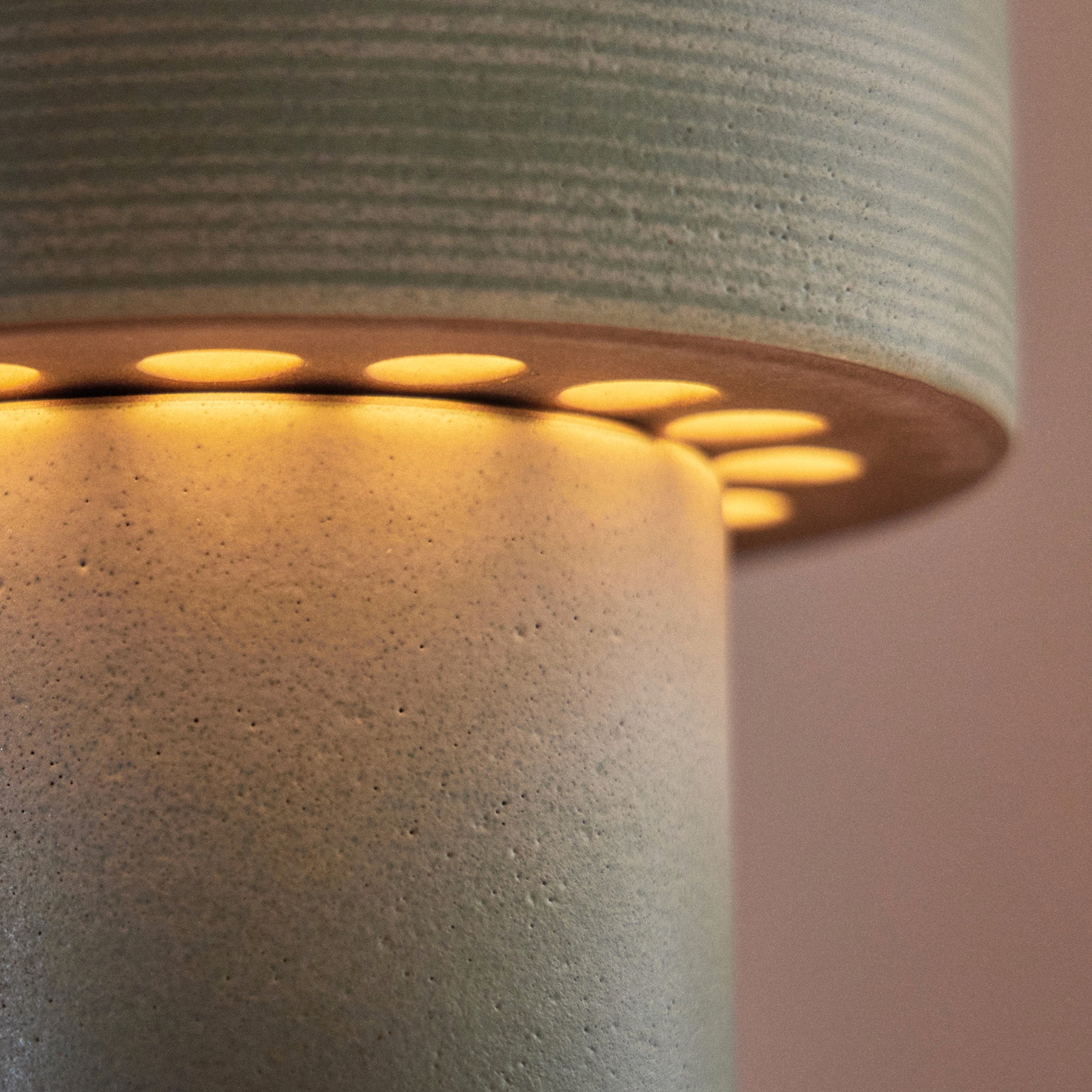 Stackable Small Table Lamp in Oat and Penny Green - Modern Bedside & Desk Lighting for Home Office, Living Room, and Dorm Decor
