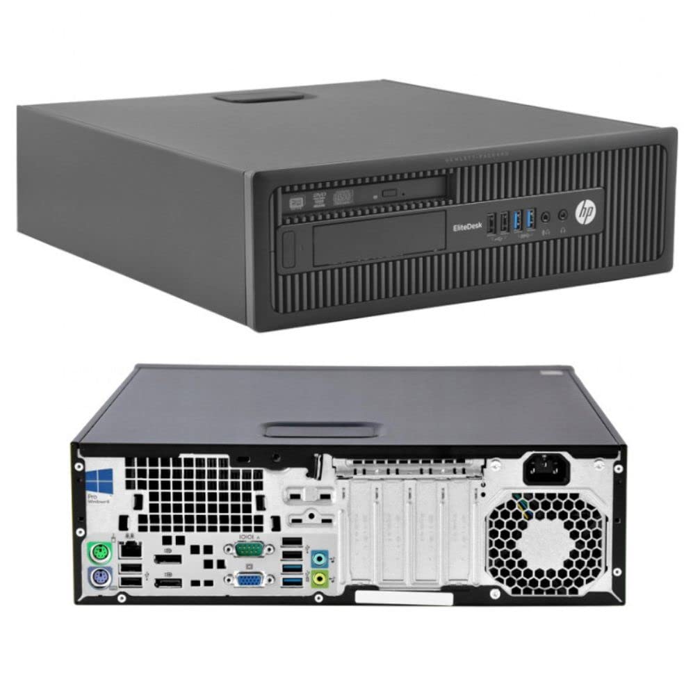 Refurbished HP EliteDesk 800 G1 SFF Business Desktop PC - Intel Core i5, 8GB RAM, 128GB SSD, Windows 10 Pro | DVD, HDMI, WiFi, Bluetooth | Includes Wireless Keyboard & Mouse + Mouse Pad (Renewed) - Perfect for Home Office, Small Business & Remote Work