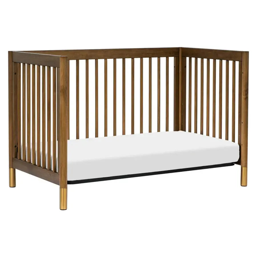 Babyletto Gelato 4-in-1 Convertible Crib in Natural Walnut with Gold Feet – Stylish Nursery Furniture for Newborn to Toddler Bed | Perfect for Modern Baby Rooms & Small Spaces