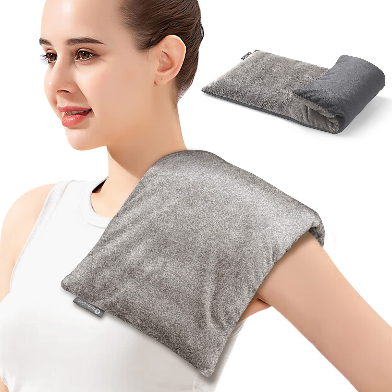 Microwave Heating Pad 7x16 Inches - Washable Moist Heat Pad for Neck, Shoulder & Back Pain Relief - Warm Compress Rice Bean Bag Hot Pack for Muscles, Joints & Cramps - Lavender Scented - Perfect for Home, Office & Travel Use