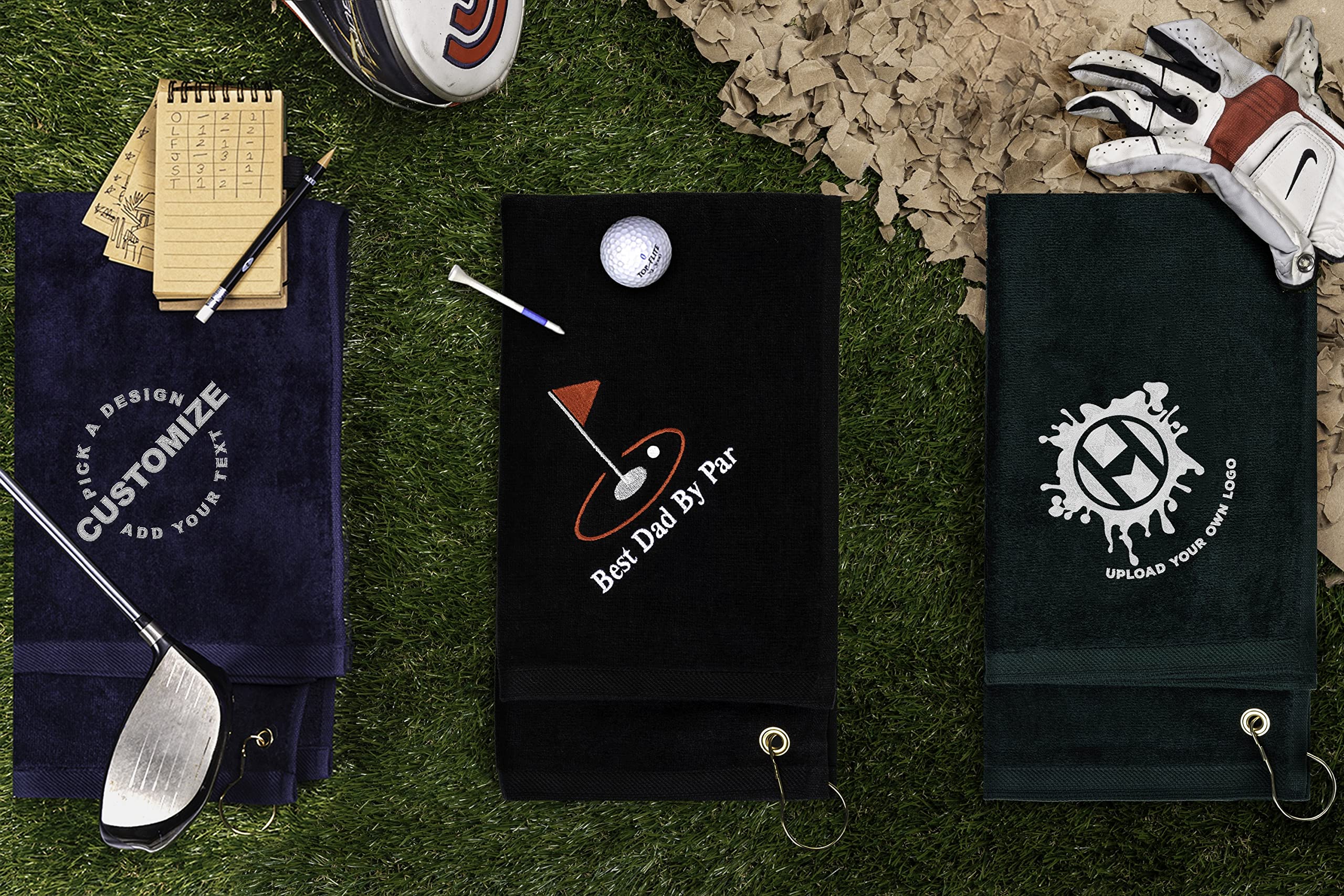 Custom Embroidered Golf Towels for Men - Personalized Sports Towel with Name & Logo - Perfect Gift for Dad, Birthday, Father's Day - Hunter CA6900 - Ideal for Golf Courses, Gym, Sports Events & Home Use