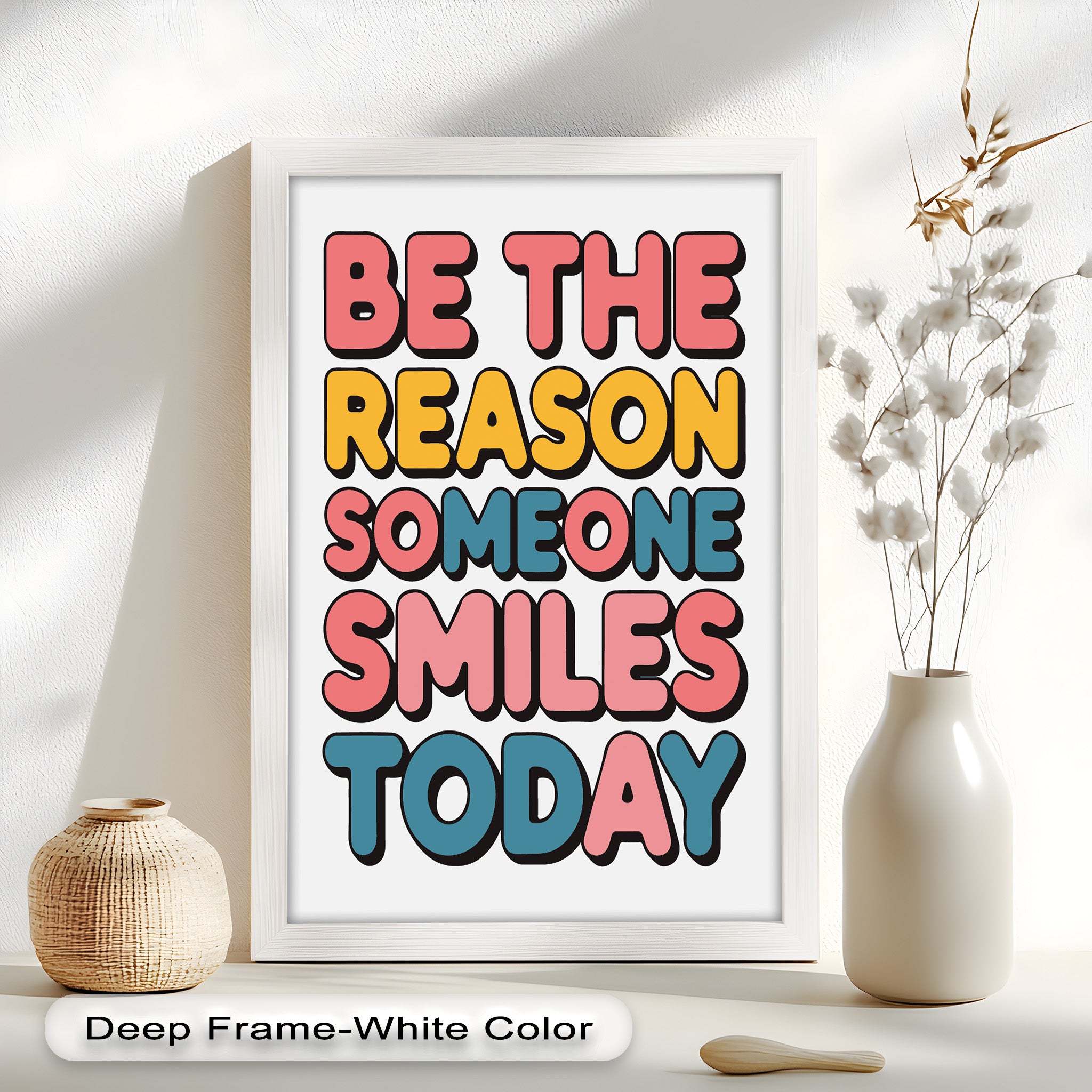 Be the Reason Someone Smiles - Handmade Oil Painting Wall Art for Living Room, Bedroom & Office Decor | Unique Gift Idea for Home & Holidays